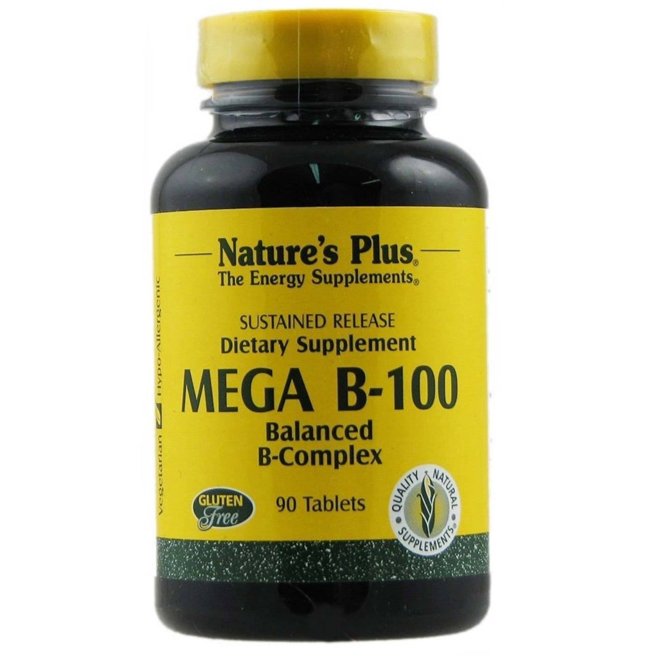 Nature's Plus, Mega B-100 Complex S/R, 90 Tablets UPC 097467014404 | Hilife Vitamins