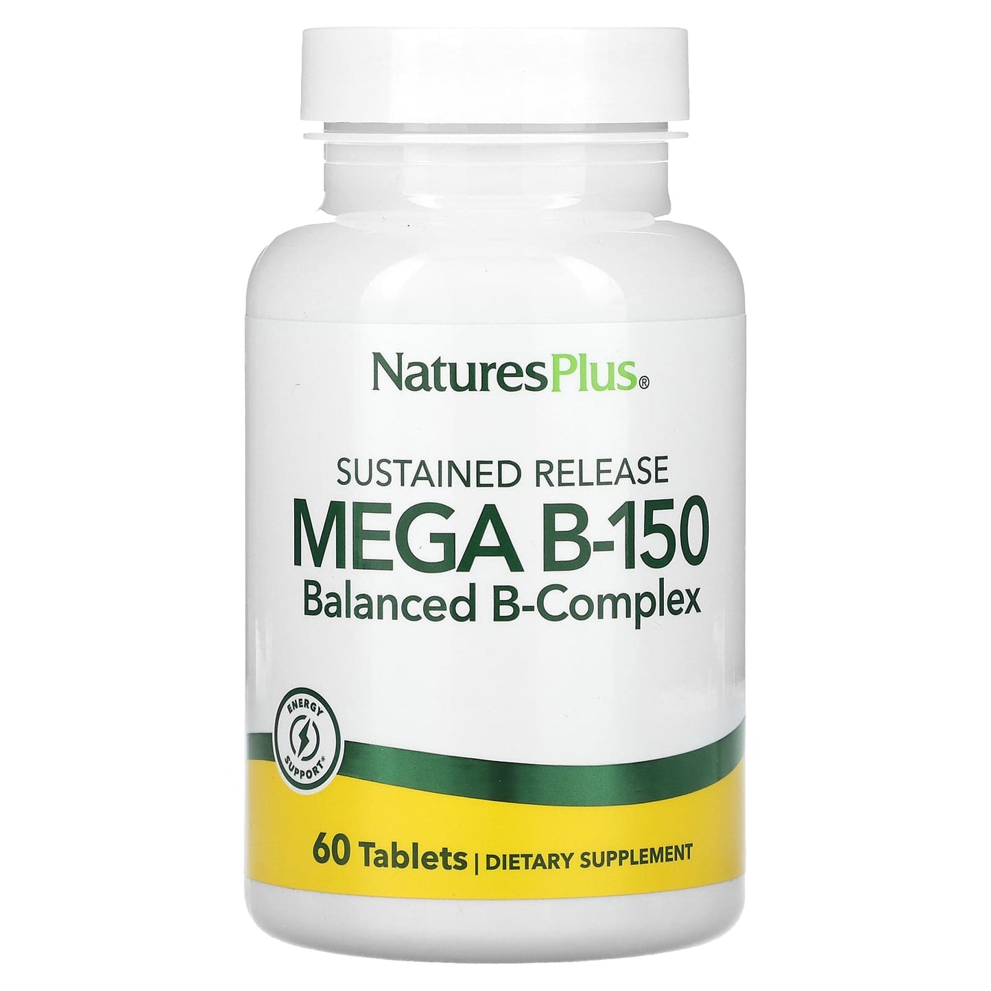 Nature’s Plus, Sustained Release, Mega B-150, Balance B-Complex, 60 Tablets UPC 097467014541 | HiLife Vitamins