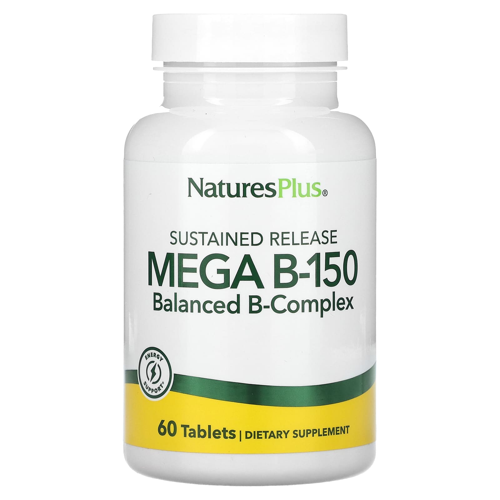 Nature’s Plus, Sustained Release, Mega B-150, Balance B-Complex, 60 Tablets UPC 097467014541 | HiLife Vitamins