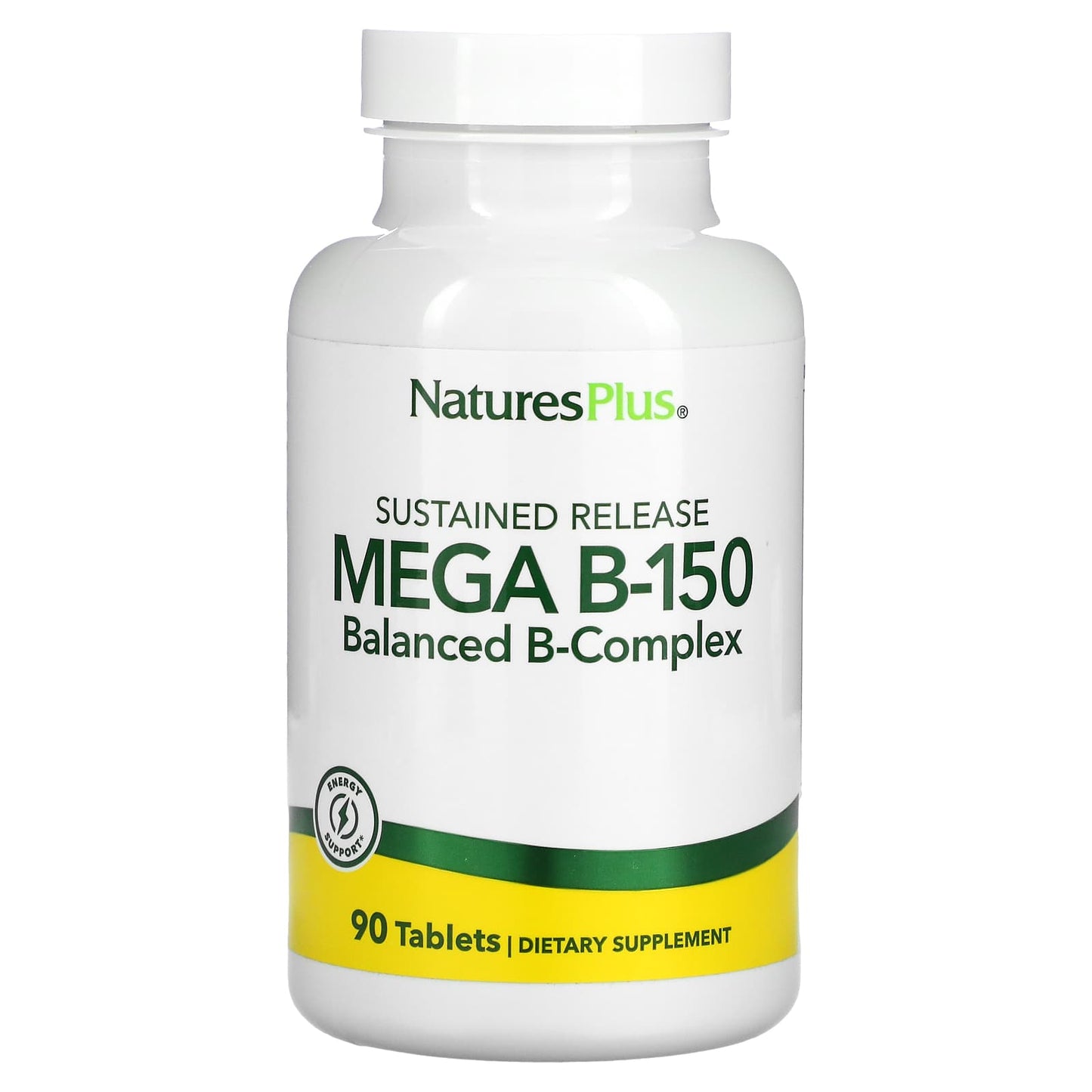 Nature's Plus, Sustained Release, Mega B-150, Balance B-Complex, 90 Tablets UPC 097467014558 | Hilife Vitamins