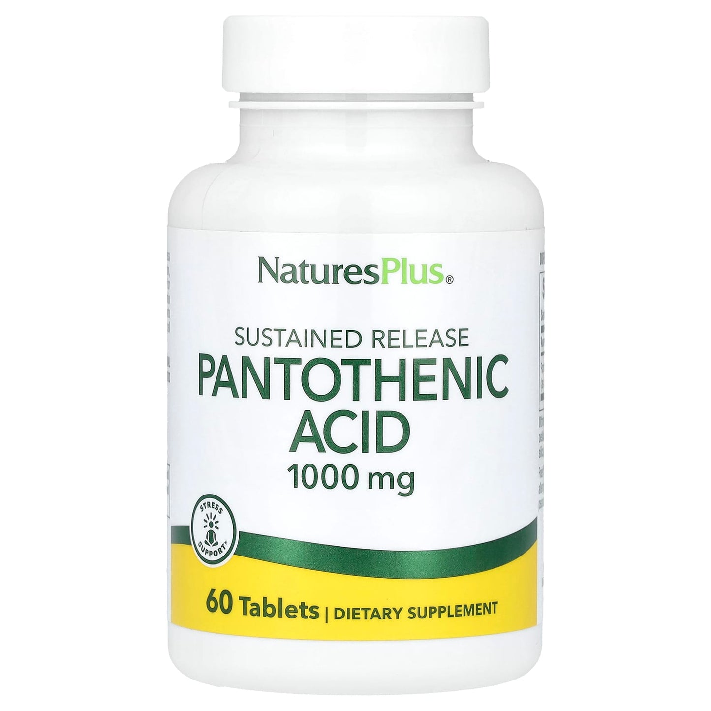 Nature's Plus, Pantothenic Acid, 1000 mg, 60 Tablets UPC 097467020603 | Hilife Vitamins
