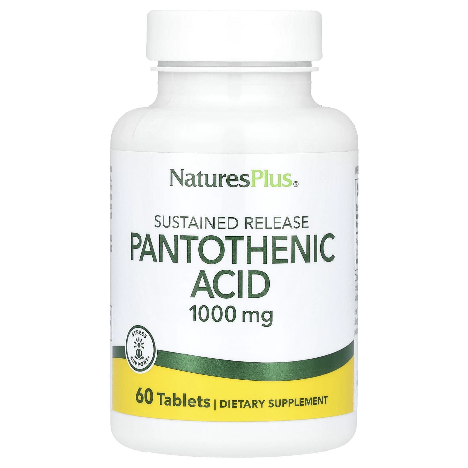 Nature's Plus, Pantothenic Acid, 1000 mg, 60 Tablets UPC 097467020603 | Hilife Vitamins