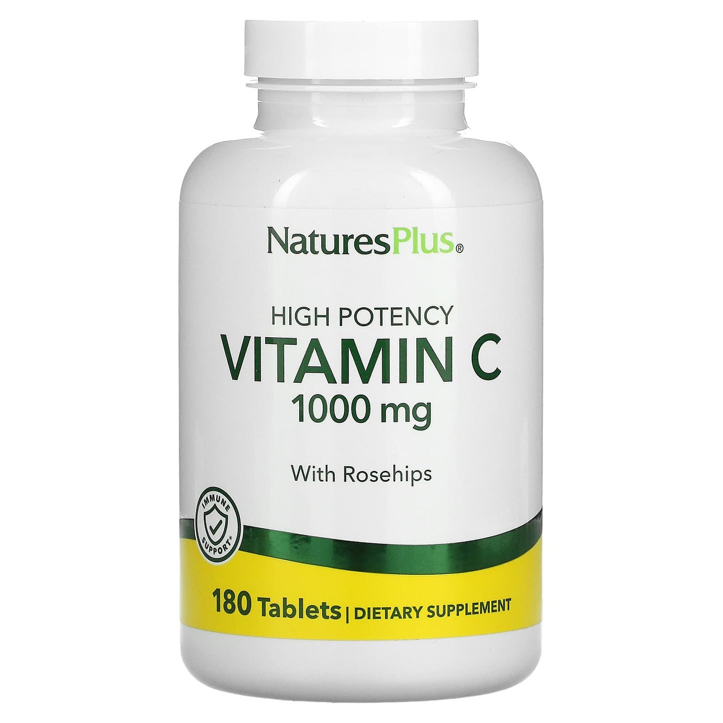 Nature's Plus, High Potency, Vitamin C, 1000 mg, with Rose Hips, 180 Tablets UPC 097467022904 | Hilife Vitamins