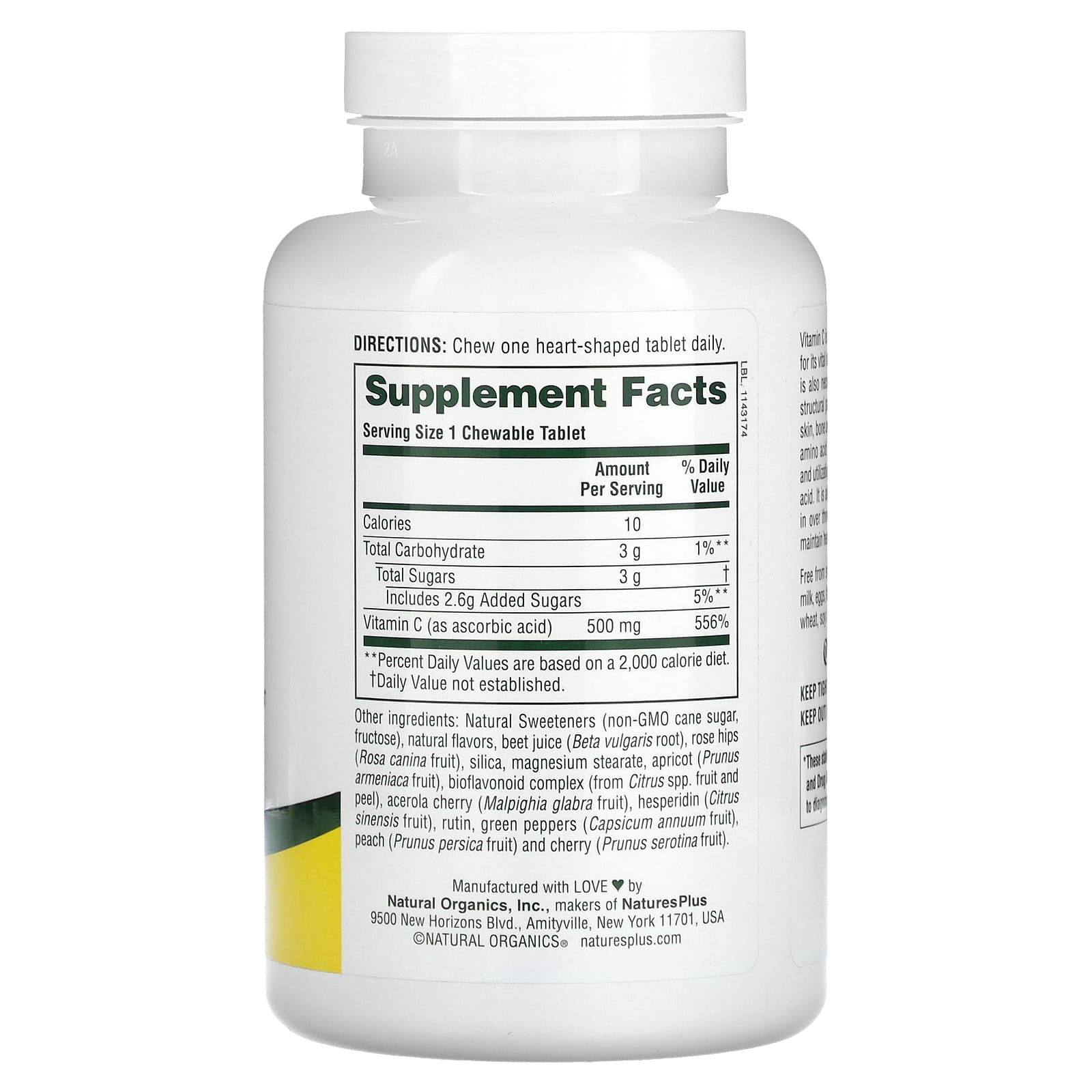 Nature's Plus, Lovitamines Vitamin C 500 mg, 90 Tablets UPC 097467024472 | Hilife Vitamins
