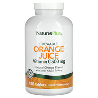 Nature's Plus, Chewable, Orange Juice, Vitamin C, 500 mg, 180 Chewables UPC 097467024670 | Hilife Vitamins