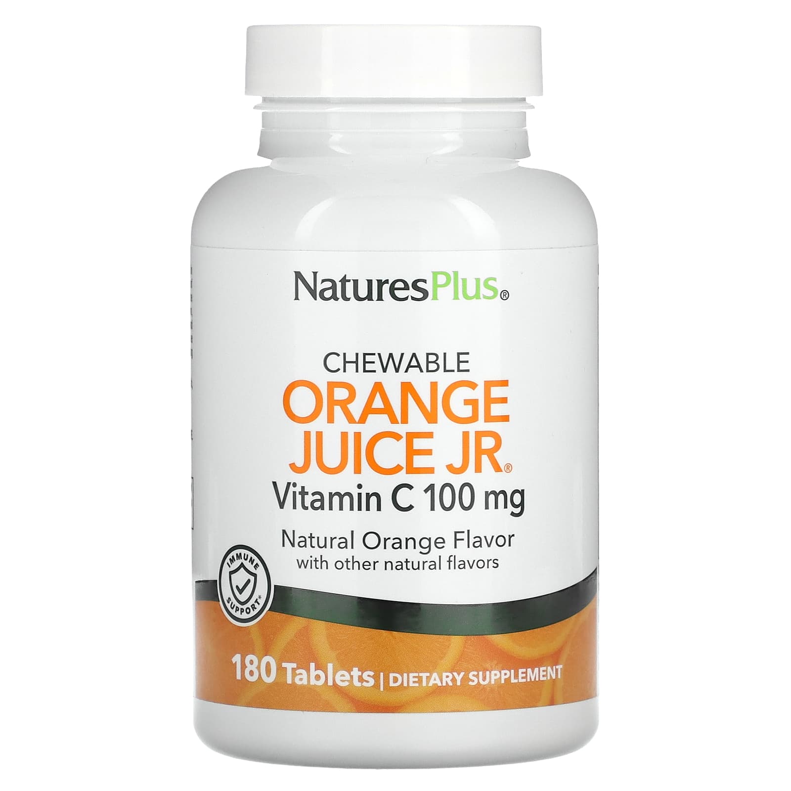 Nature's Plus, Orange Juice Jr., Chewable Vitamin C , 100 mg, 180 Chewables UPC 097467024724 | Hilife Vitamins