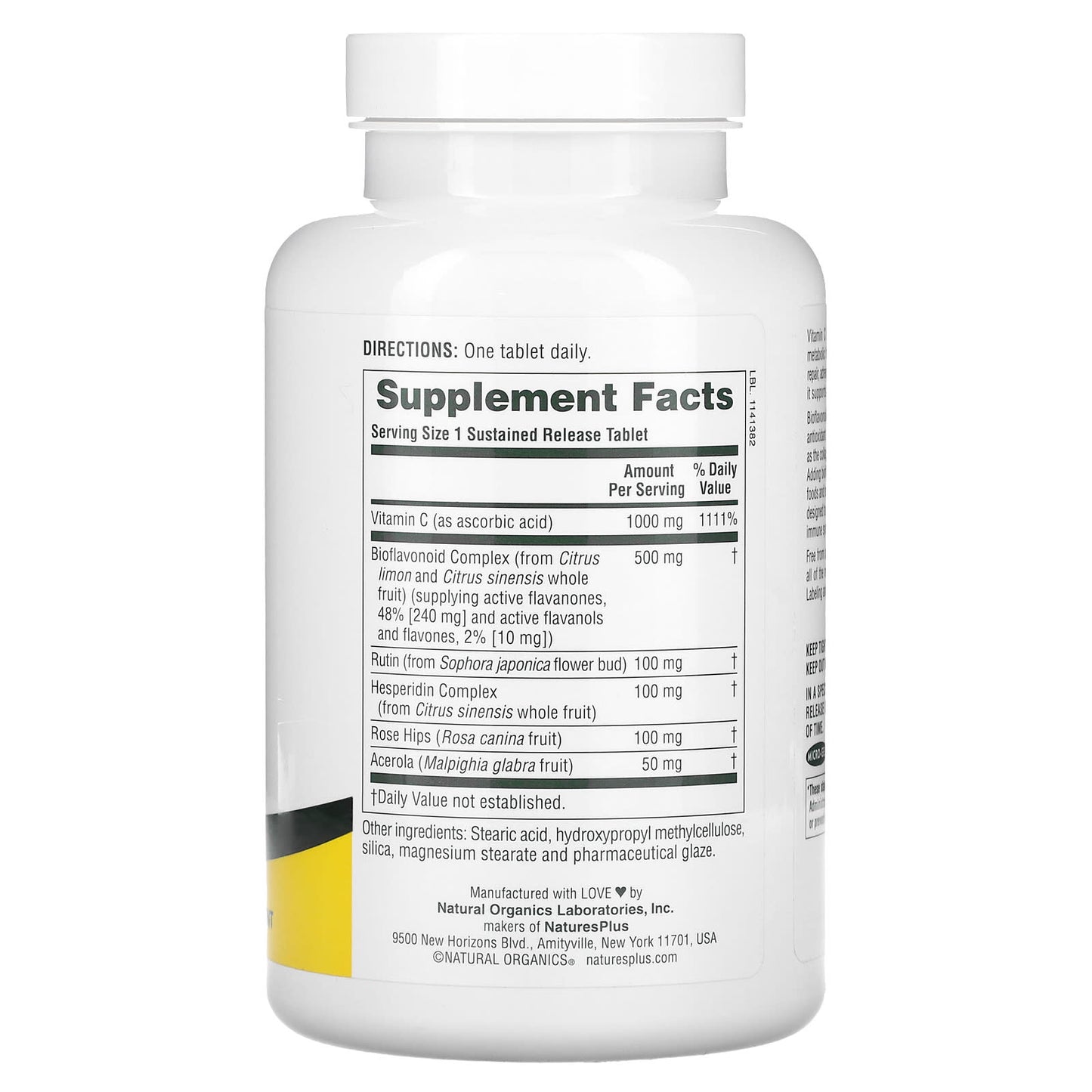 Nature's Plus, Sustained Release Super C Complex, 180 Tablets UPC 097467024816 | Hilife Vitamins