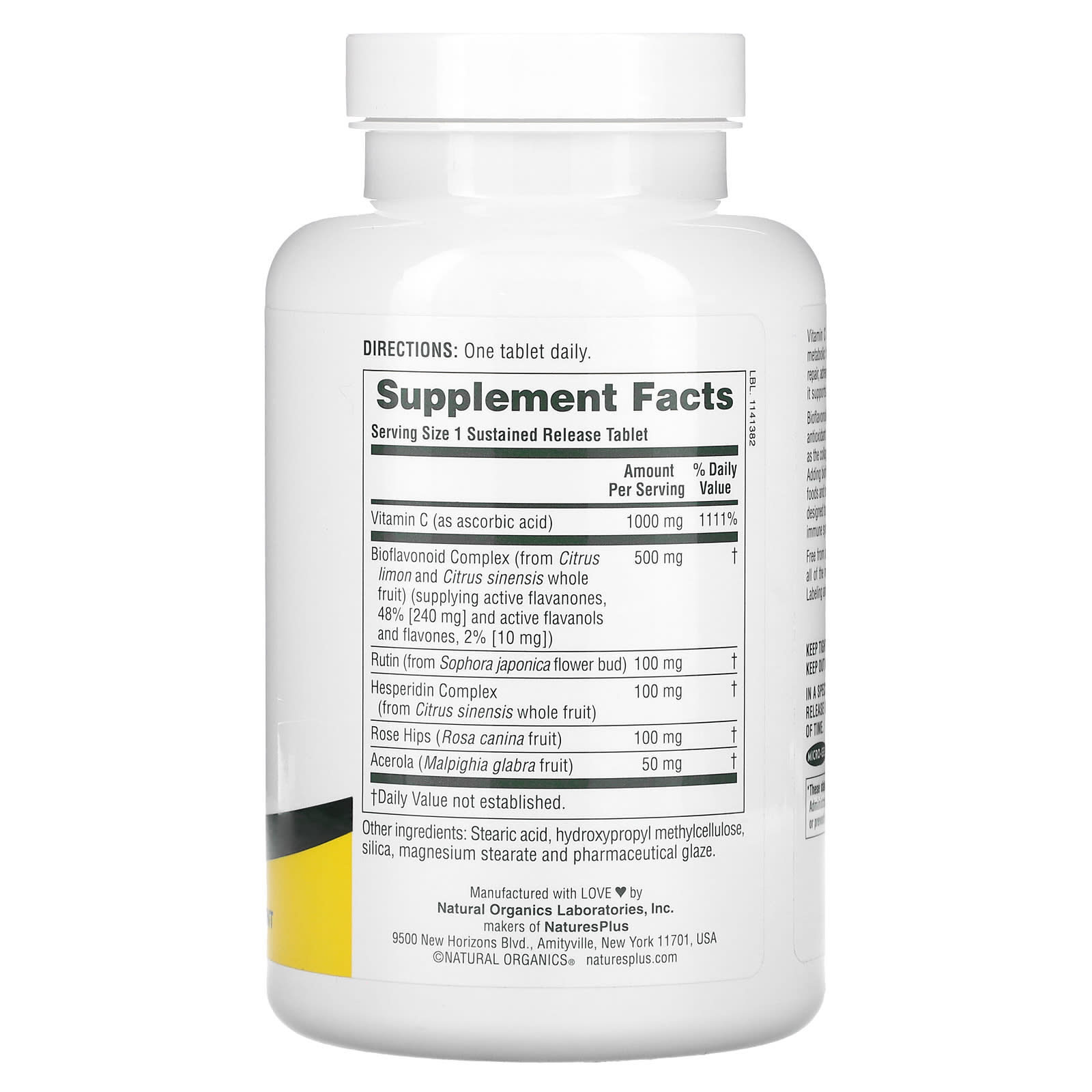 Nature's Plus, Sustained Release Super C Complex, 180 Tablets UPC 097467024816 | Hilife Vitamins