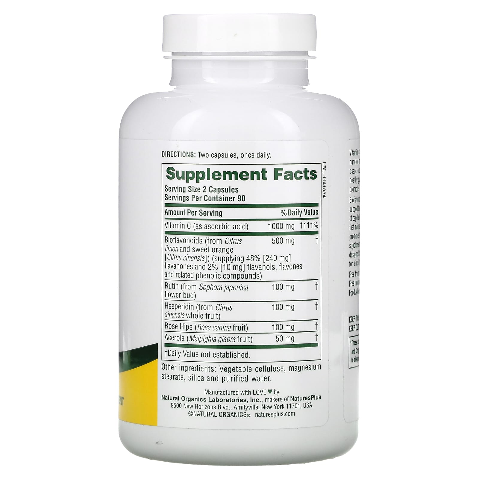 Nature's Plus, Super C Complex, 180 Capsules UPC 097467024847 | Hilife Vitamins