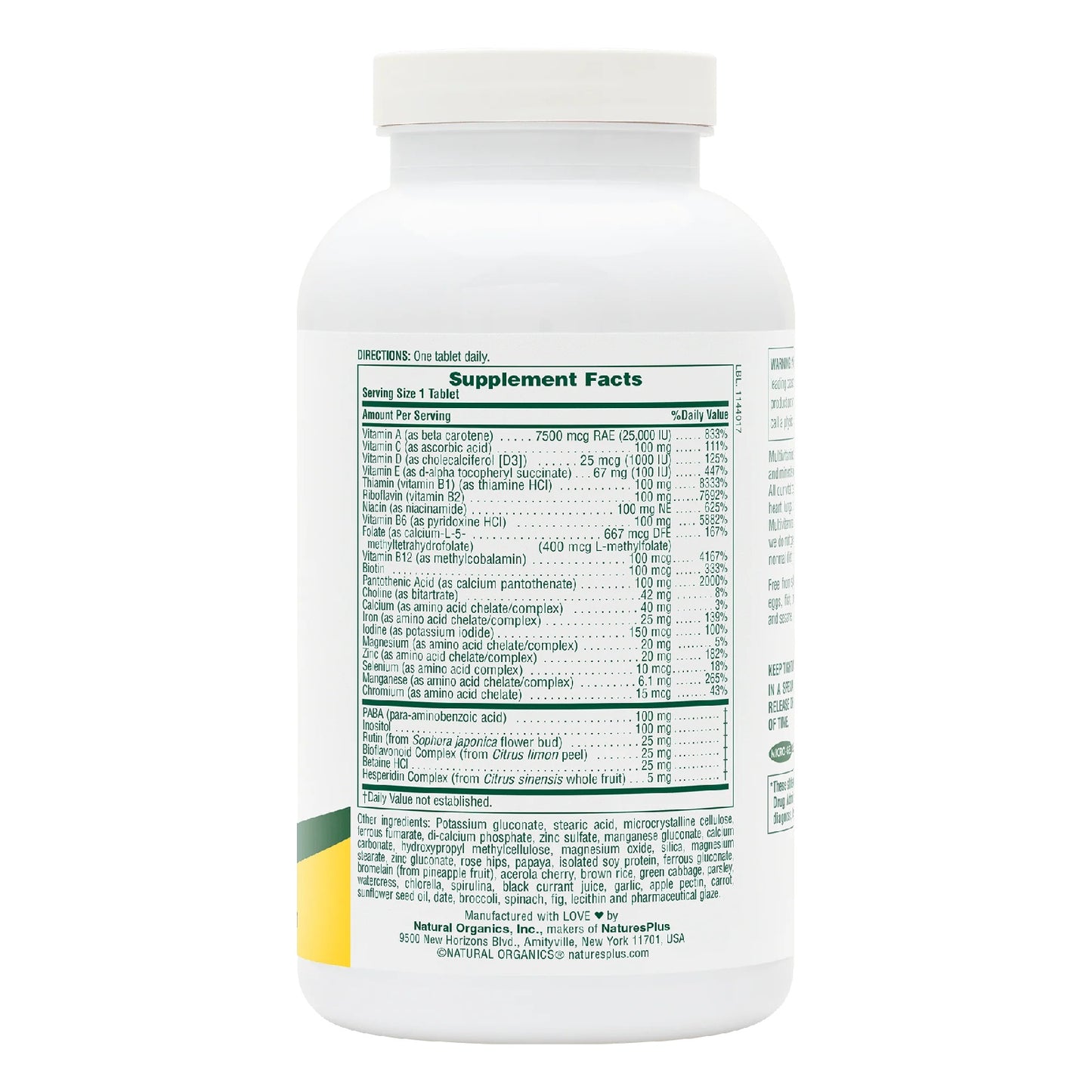 Nature's Plus, Ultra II Daily, Sustained Release, Multi-Nutrient, 180 Tablets UPC 097467030435 | Hilife Vitamins