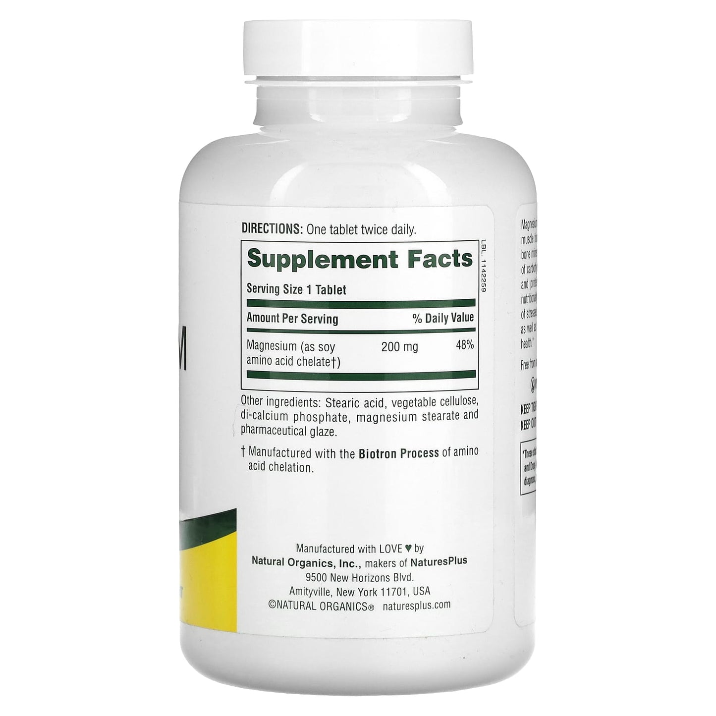 Nature's Plus, Magnesium, 200 mg, 180 Tablets UPC 097467033603 | Hilife Vitamins