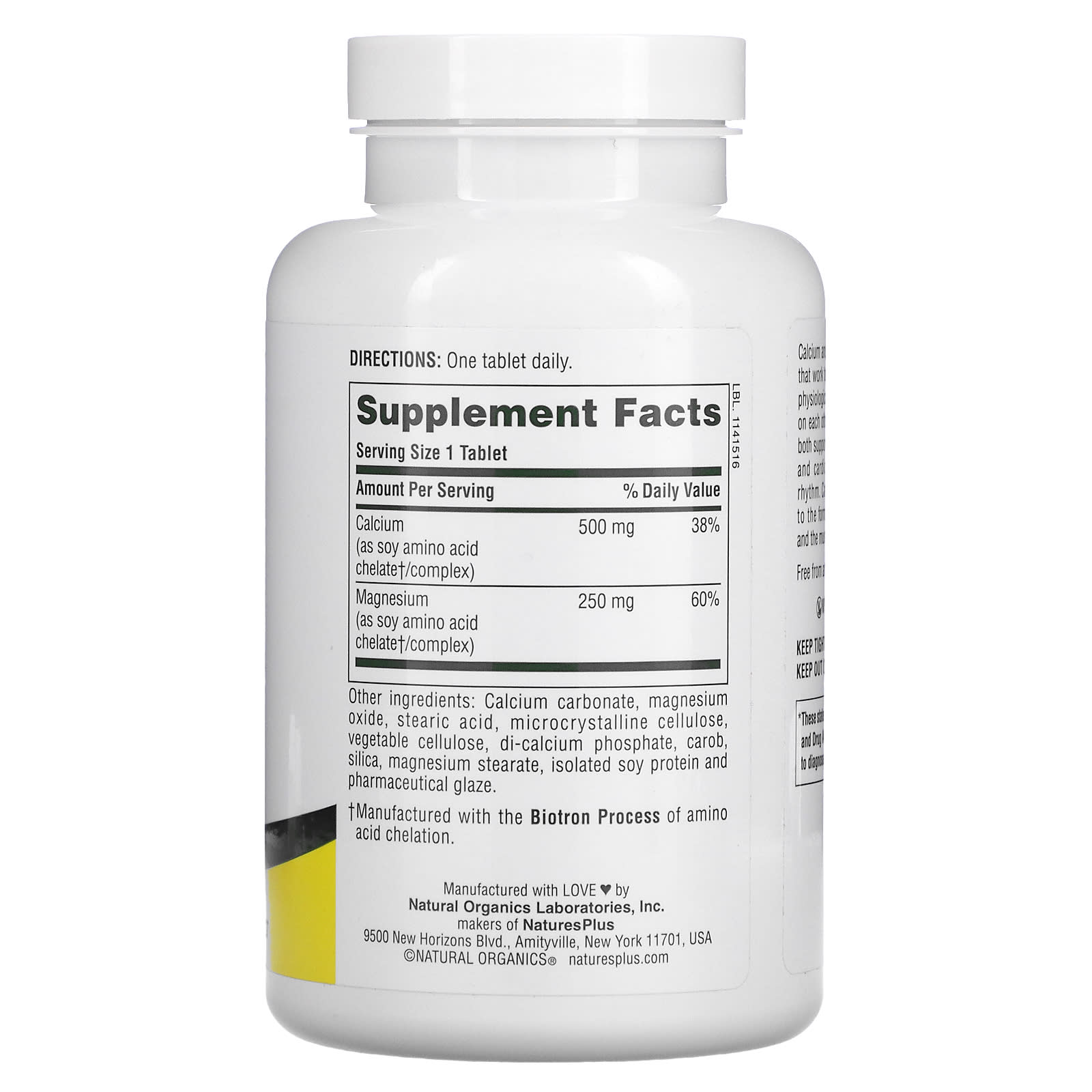 Nature's Plus, Cal/Mag, 500 mg/250 mg, 180 Tablets UPC 097467033641 | Hilife Vitamins