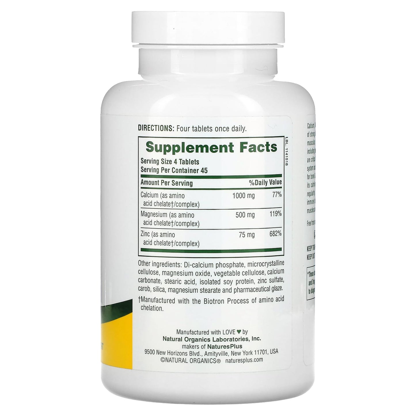 Nature's Plus, Cal/Mag Zinc, 180 Tablets UPC 097467033665 | Hilife Vitamins