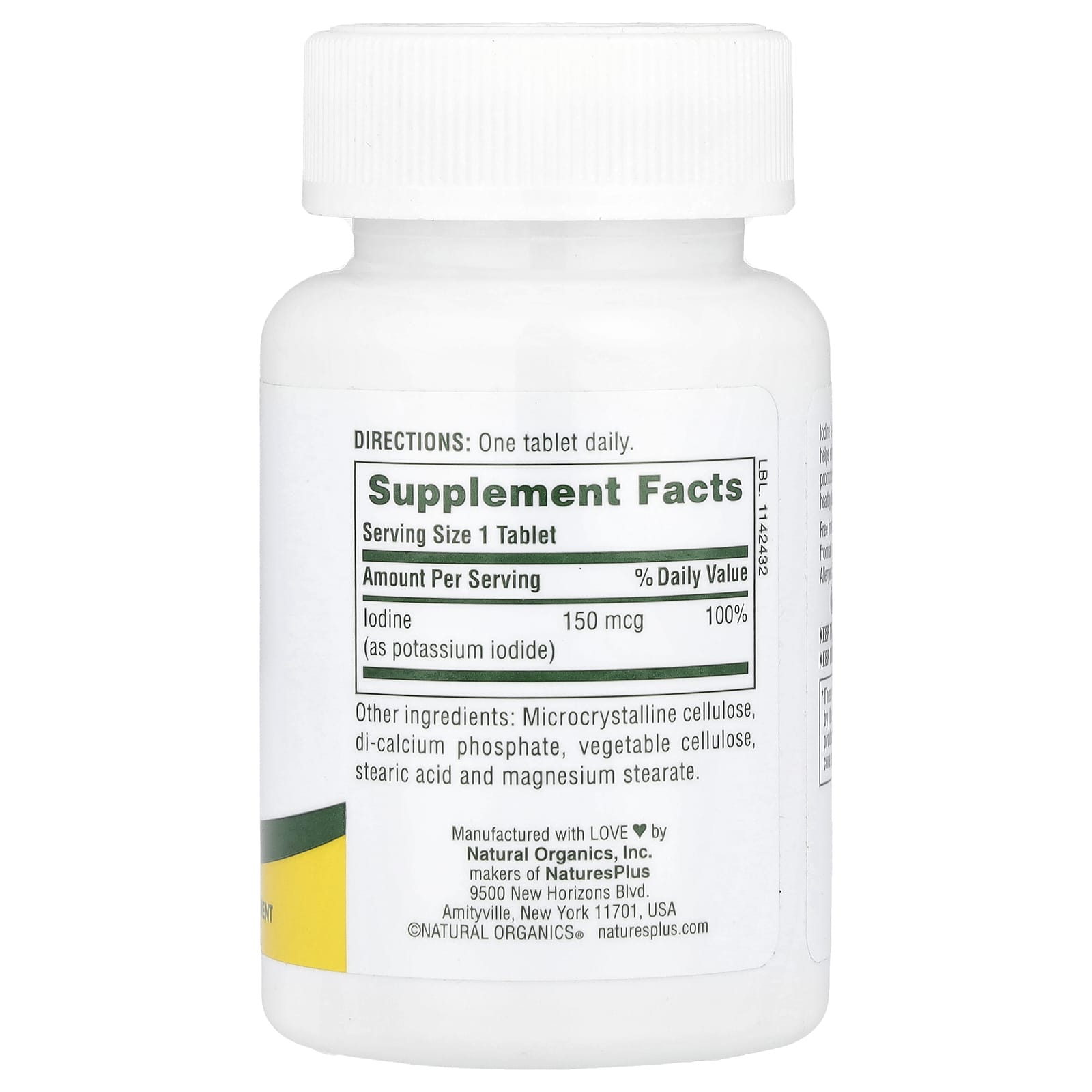 Nature's Plus, Iodine, Potassium Iodide, 150 mcg, 100 Tablets UPC 097467033719 | Hilife Vitamins