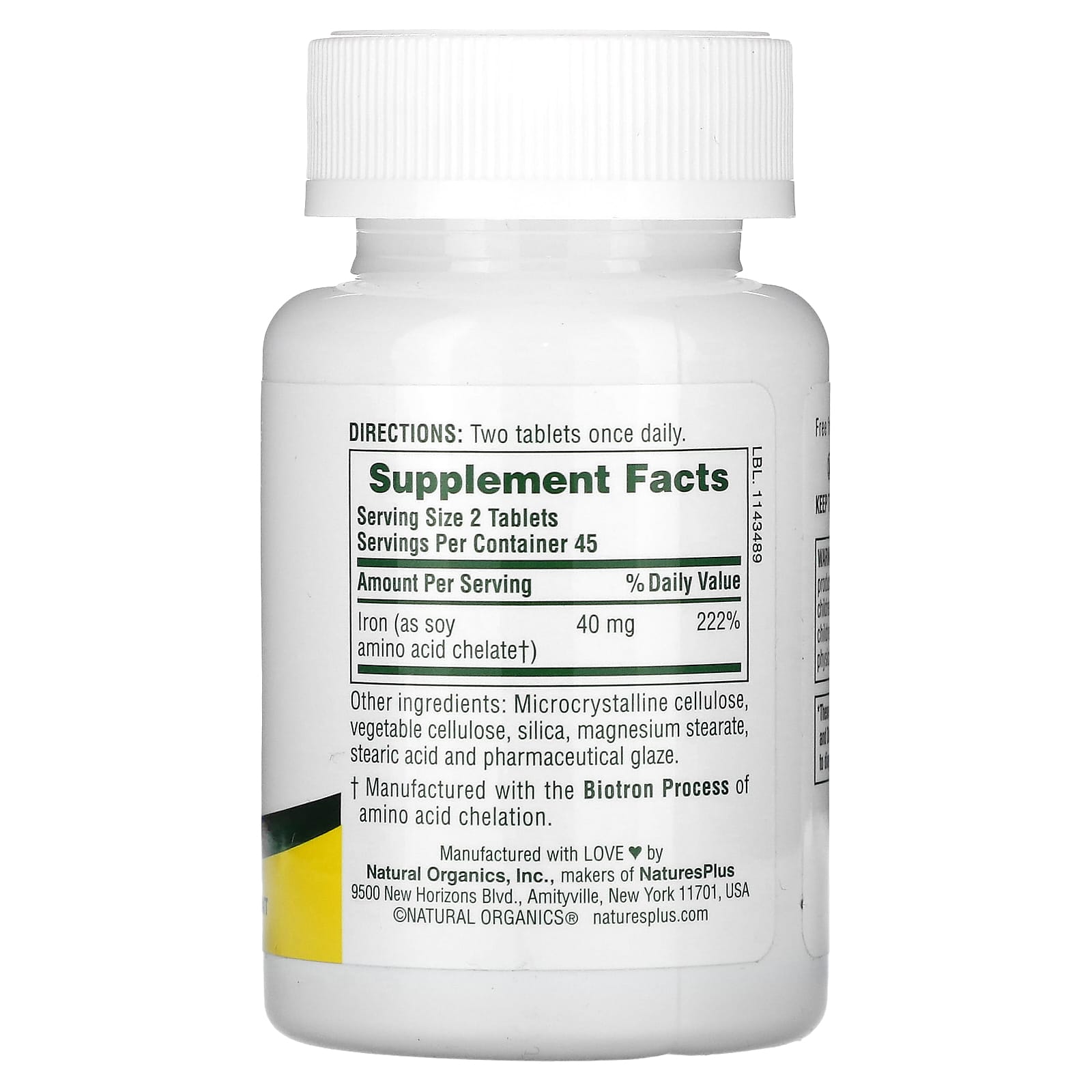 Nature's Plus, Iron 40 mg, 90 Tablets UPC 097467034105 | Hilife Vitamins