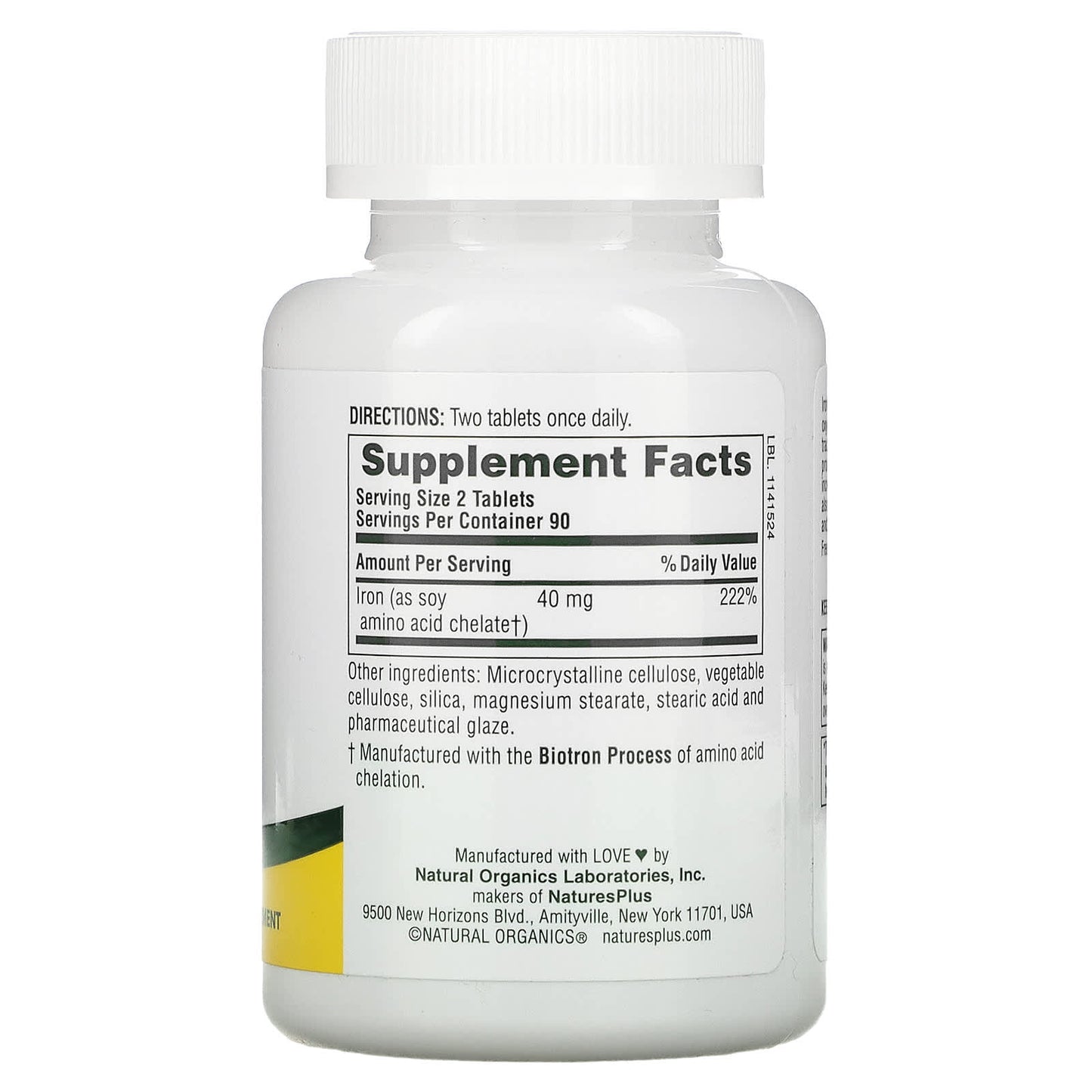 Nature's Plus, Iron, 20 mg, 180 Tablets UPC 097467034204 | Hilife Vitamins
