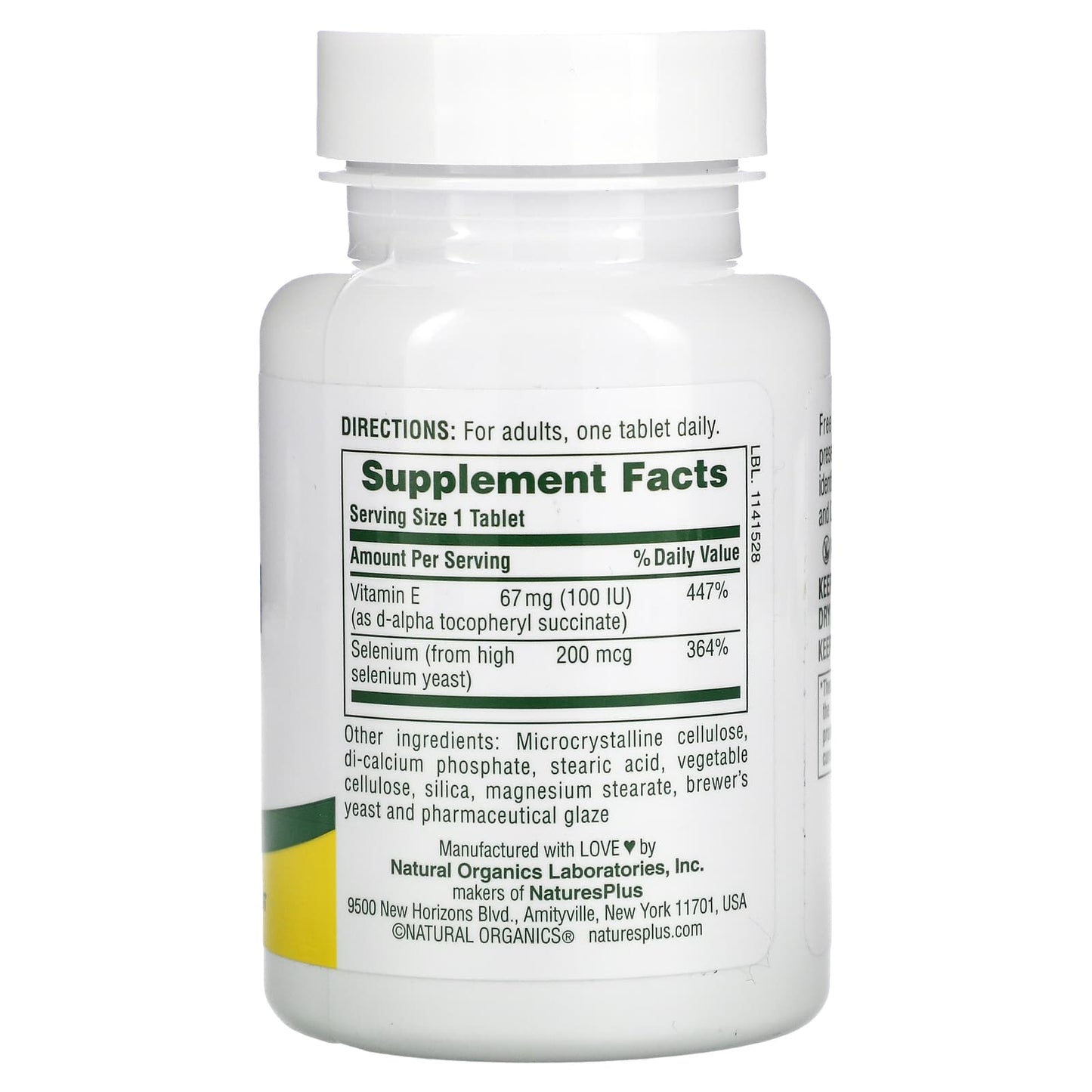 Nature's Plus, Super Selenium With Vitamin E, 200 mcg, 90 Tablets UPC 097467035010 | Hilife Vitamins