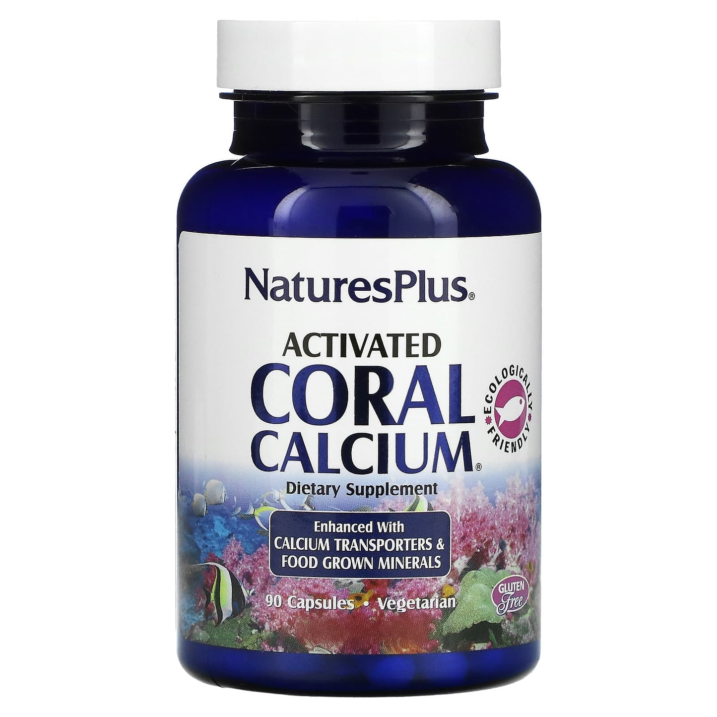 Nature's Plus, Activated Coral Calcium, 90 Vegetarian Capsules UPC 097467037236 | Hilife Vitamins