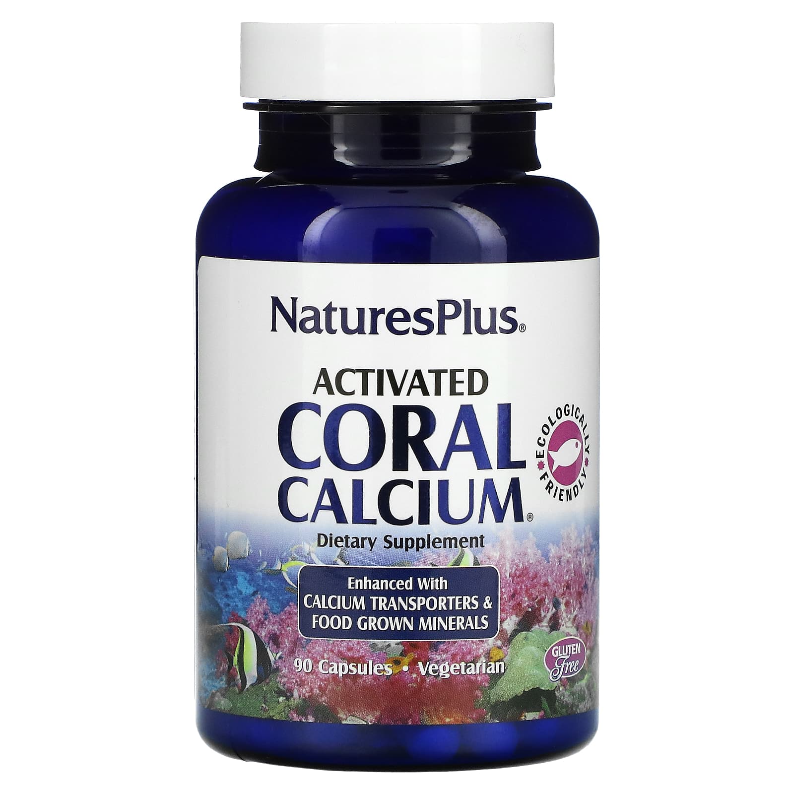 Nature's Plus, Activated Coral Calcium, 90 Vegetarian Capsules UPC 097467037236 | Hilife Vitamins