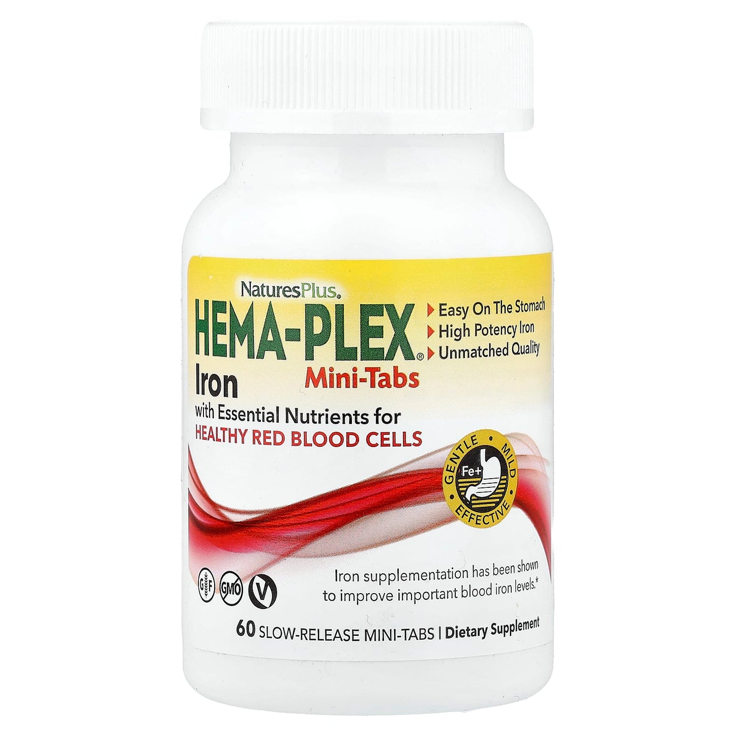 Nature’s Plus, Hema-Plex®, 60 Slow Release Mini Tabs UPC 097467037649 | HiLife Vitamins