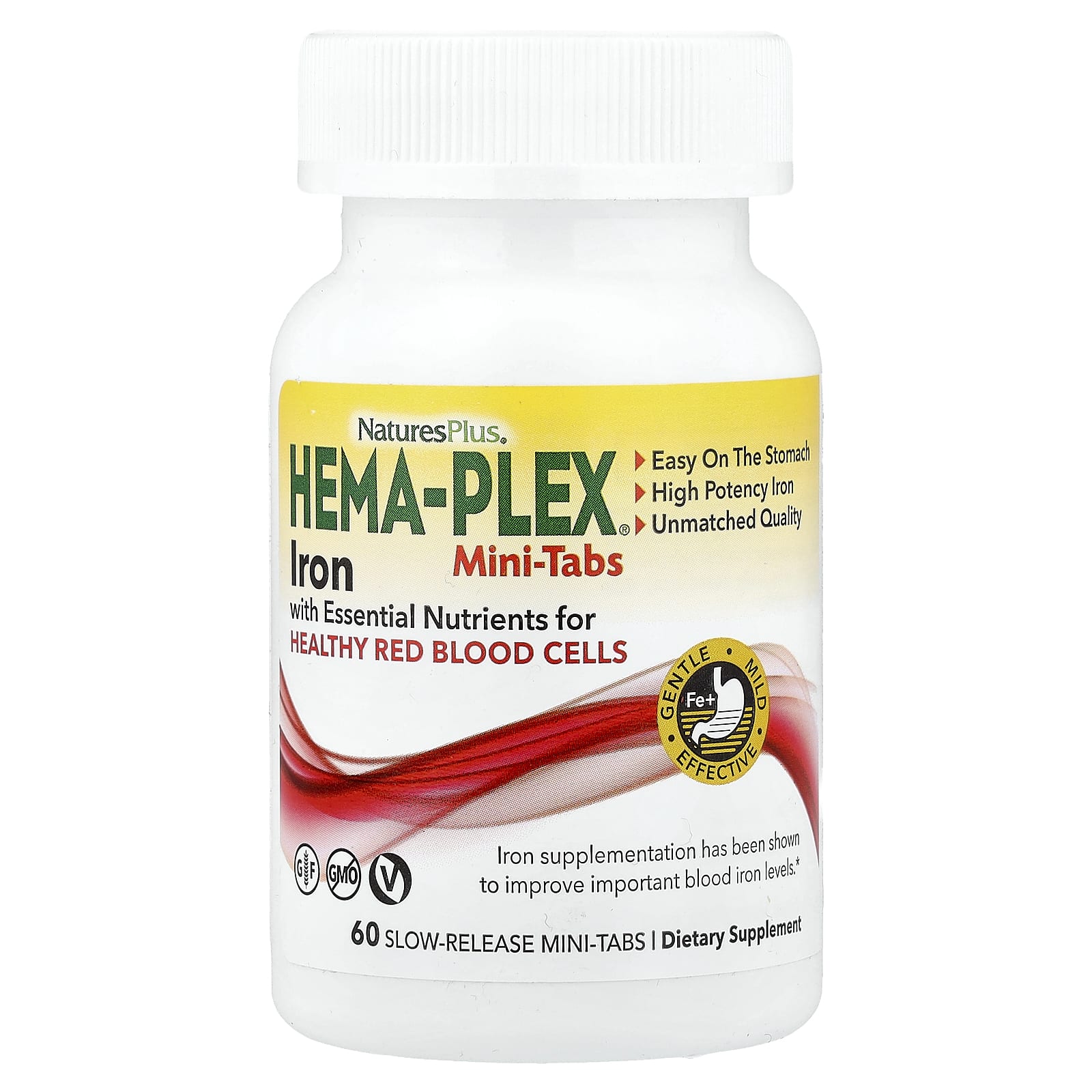 Nature’s Plus, Hema-Plex®, 60 Slow Release Mini Tabs UPC 097467037649 | HiLife Vitamins