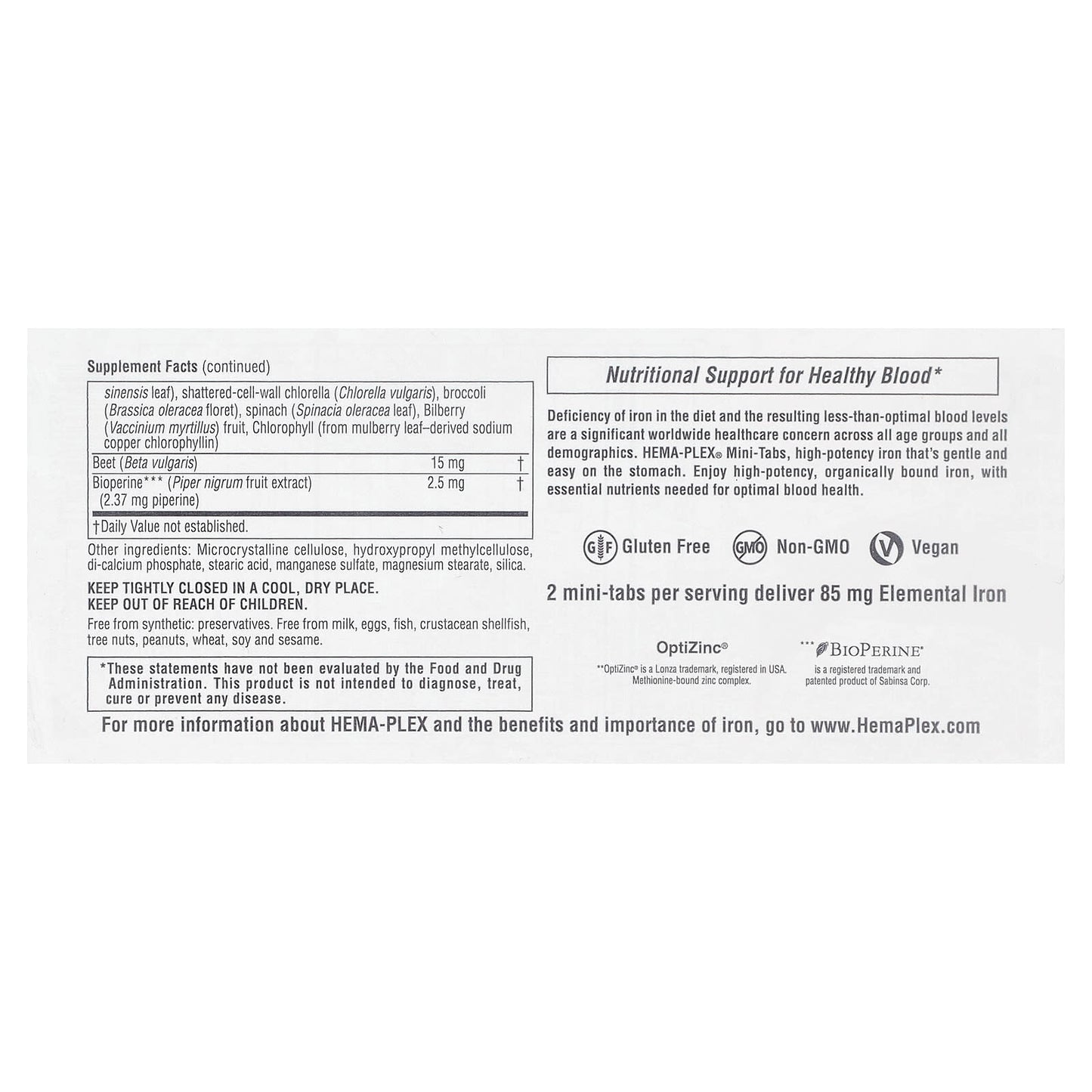 Nature’s Plus, Hema-Plex®, 60 Slow Release Mini Tabs UPC 097467037649 | HiLife Vitamins