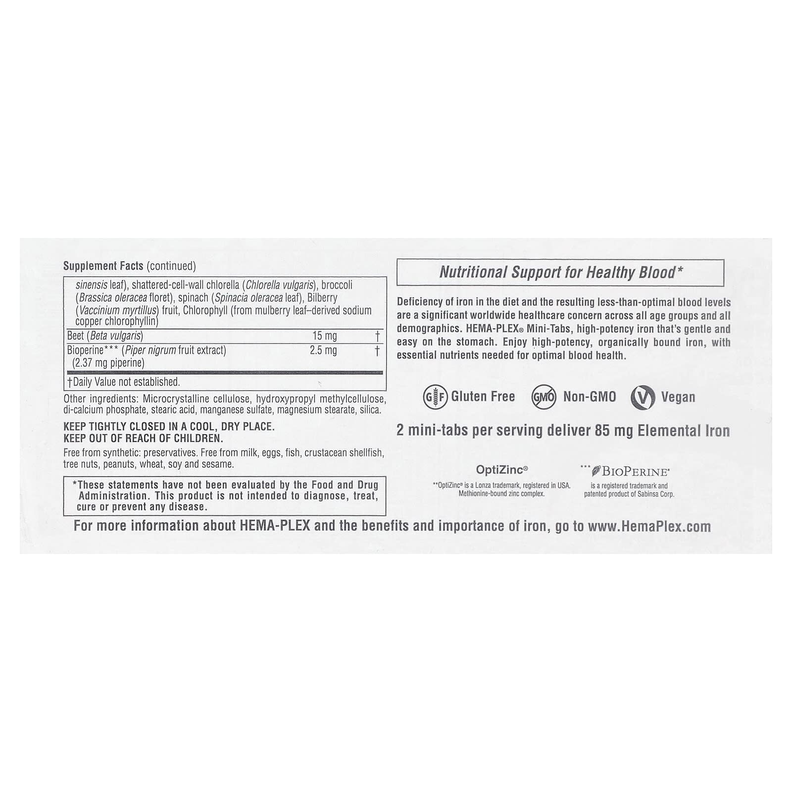 Nature’s Plus, Hema-Plex®, 60 Slow Release Mini Tabs UPC 097467037649 | HiLife Vitamins