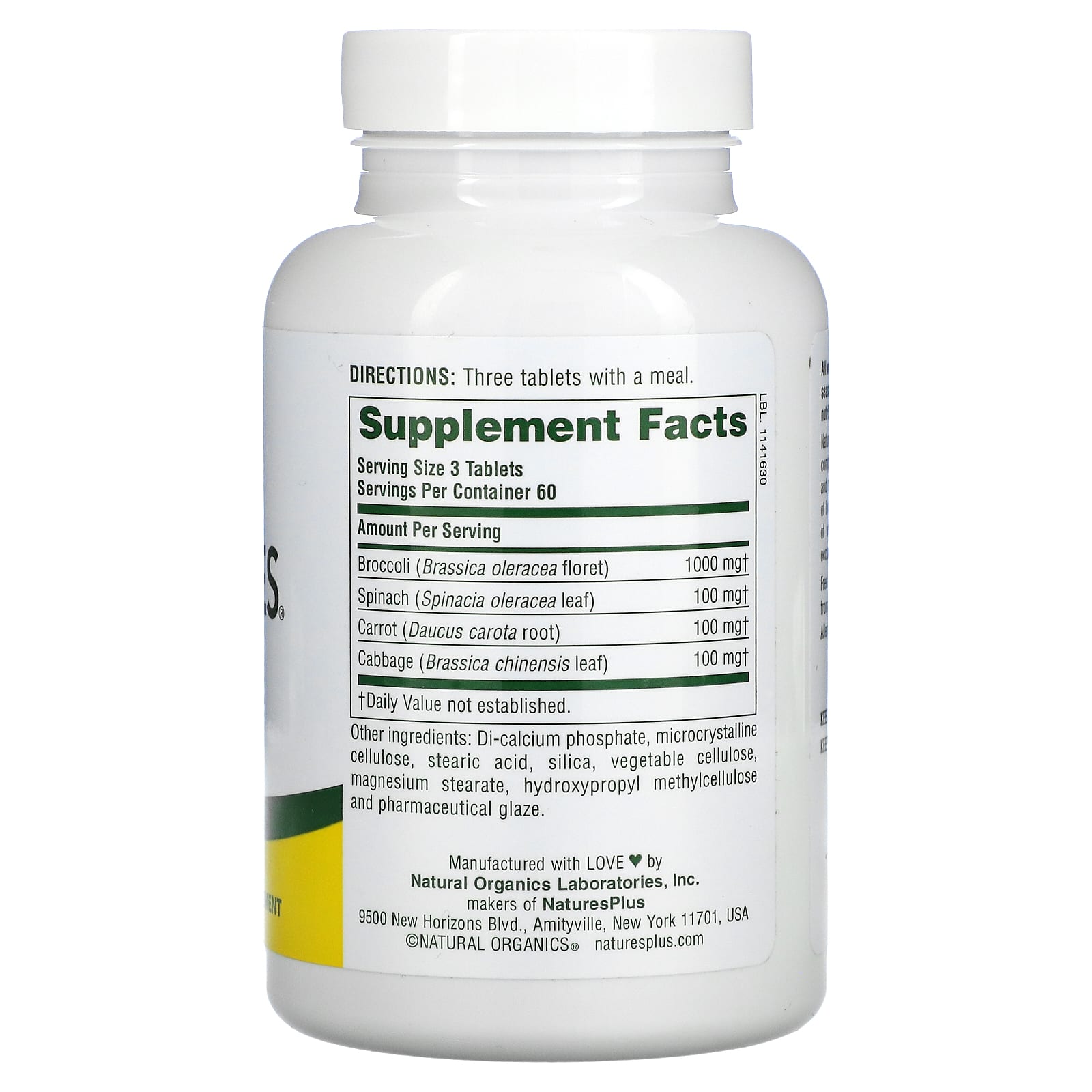Nature's Plus, Mixed Vegetables, 180 Tablets UPC 097467037786 | Hilife Vitamins