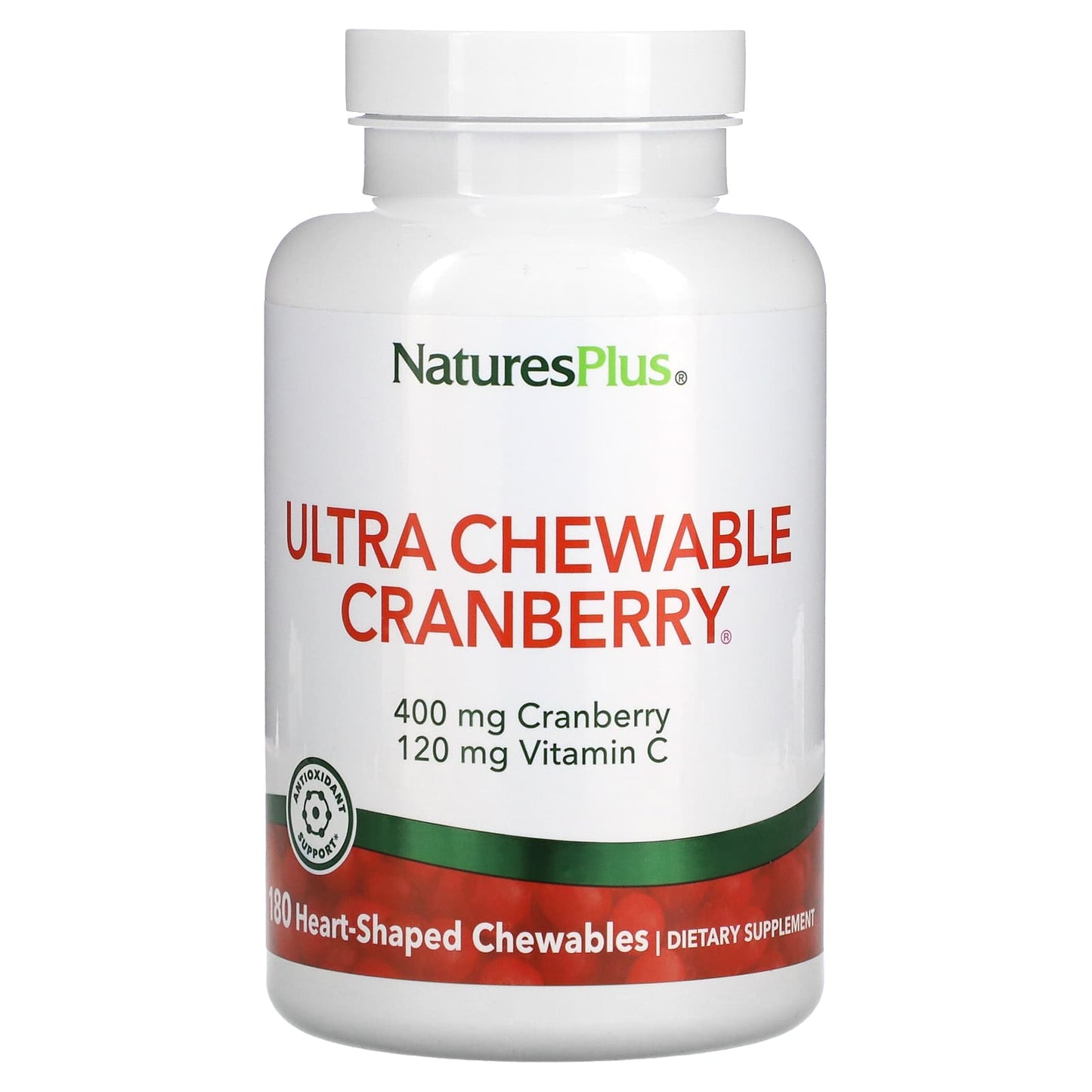 Nature's Plus, Ultra Chewable Cranberry, 180 Chewables UPC 097467039575 | Hilife Vitamins