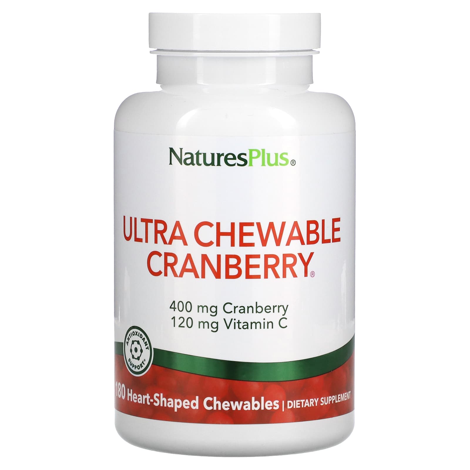 Nature's Plus, Ultra Chewable Cranberry, 180 Chewables UPC 097467039575 | Hilife Vitamins