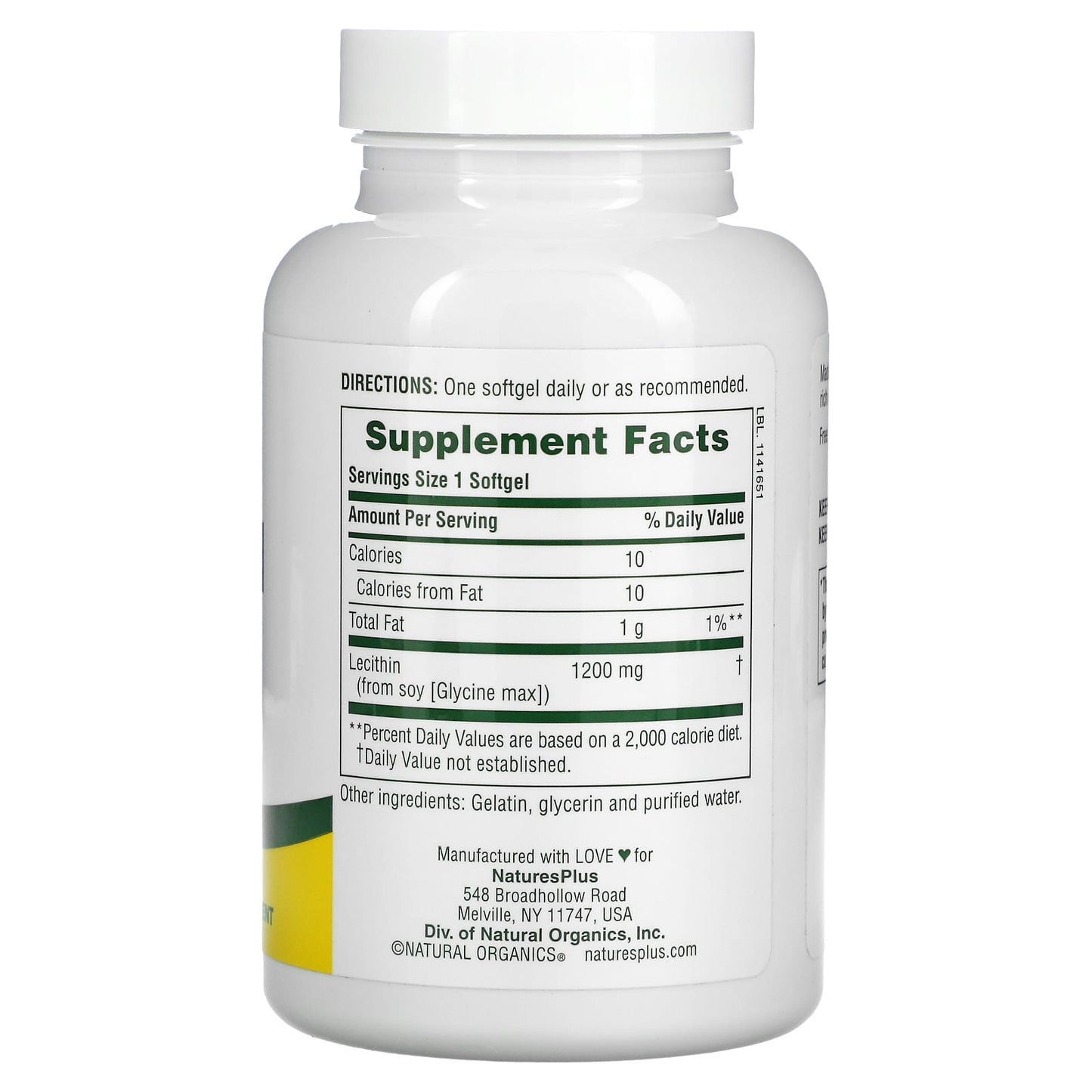 Nature's Plus, Lecithin, 1,200 mg, 90 Softgels UPC 097467041608 | Hilife Vitamins