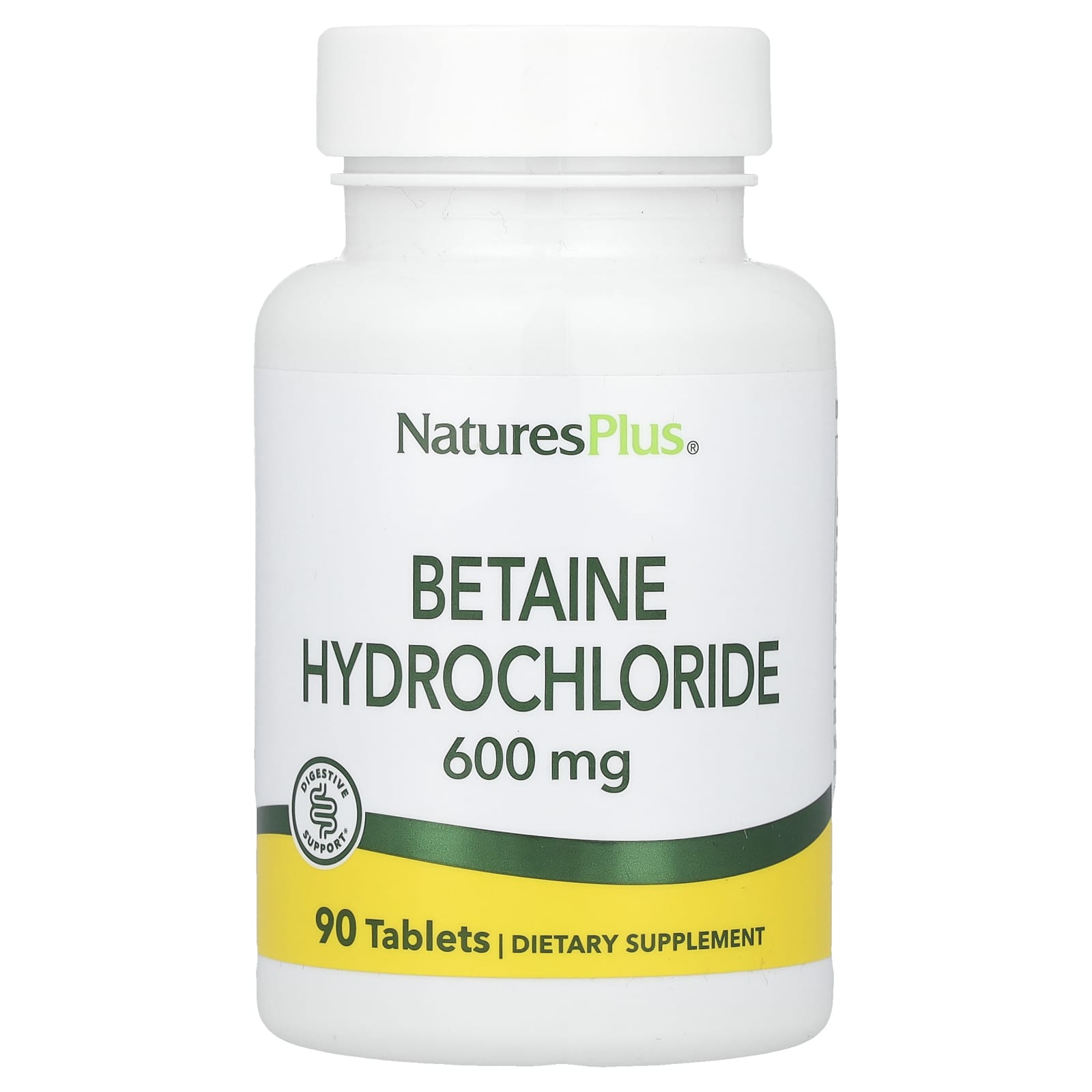 Nature’s Plus, Betaine Hydrochloride, 600 mg, 90 Tablets - 097467043701 | Hilife Vitamins