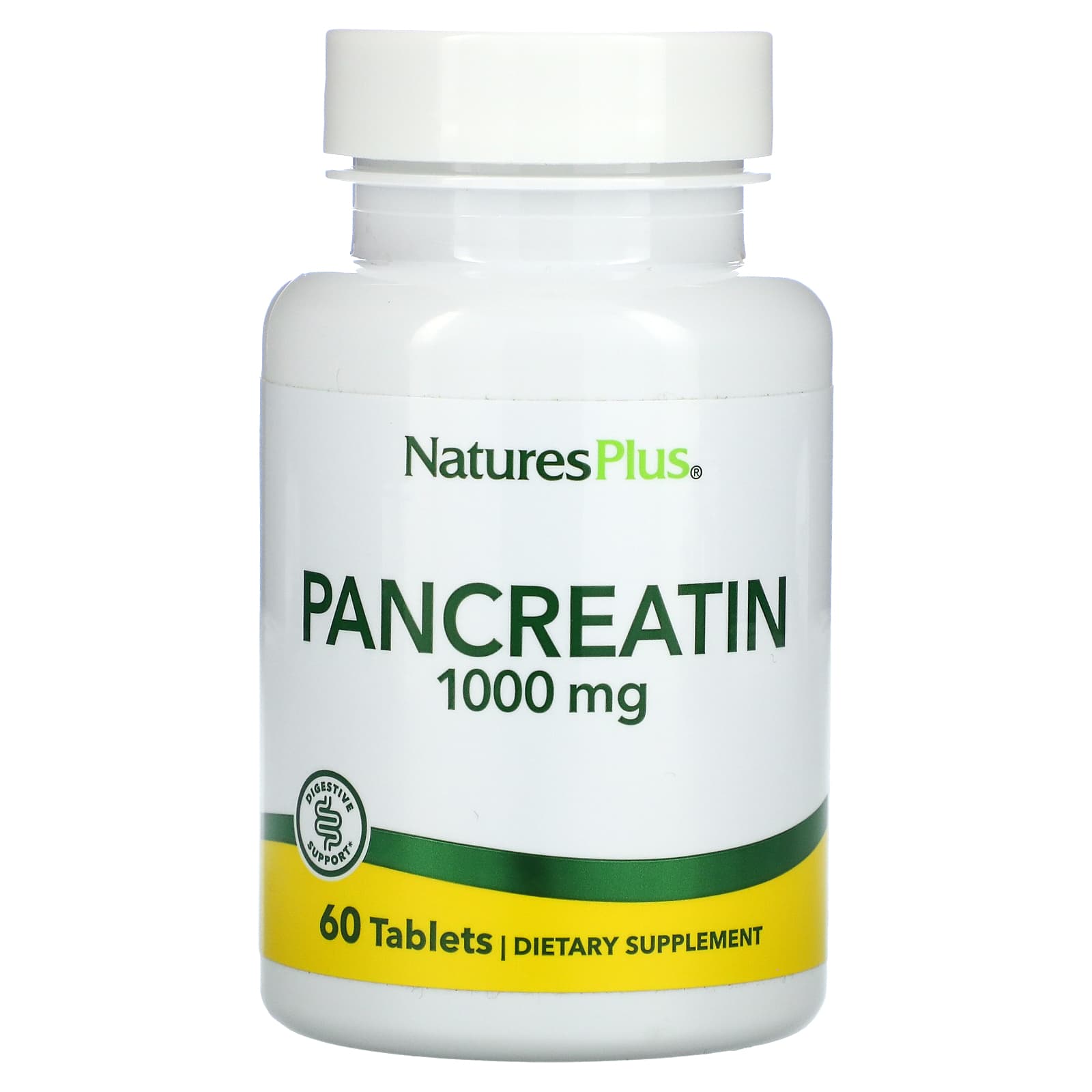 Nature's Plus, Pancreatin, 1,000 mg, 60 Tablets UPC 097467043800 | Hilife Vitamins