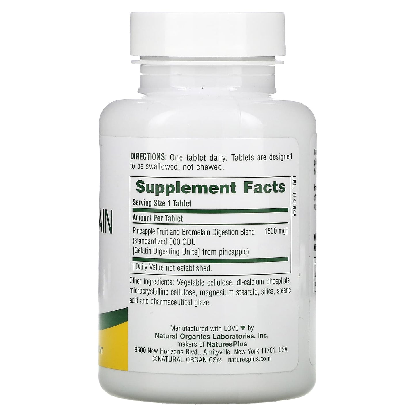 Nature's Plus, Ultra Bromelain, 1500 mg, 60 Tablets UPC 097467044067 | Hilife Vitamins