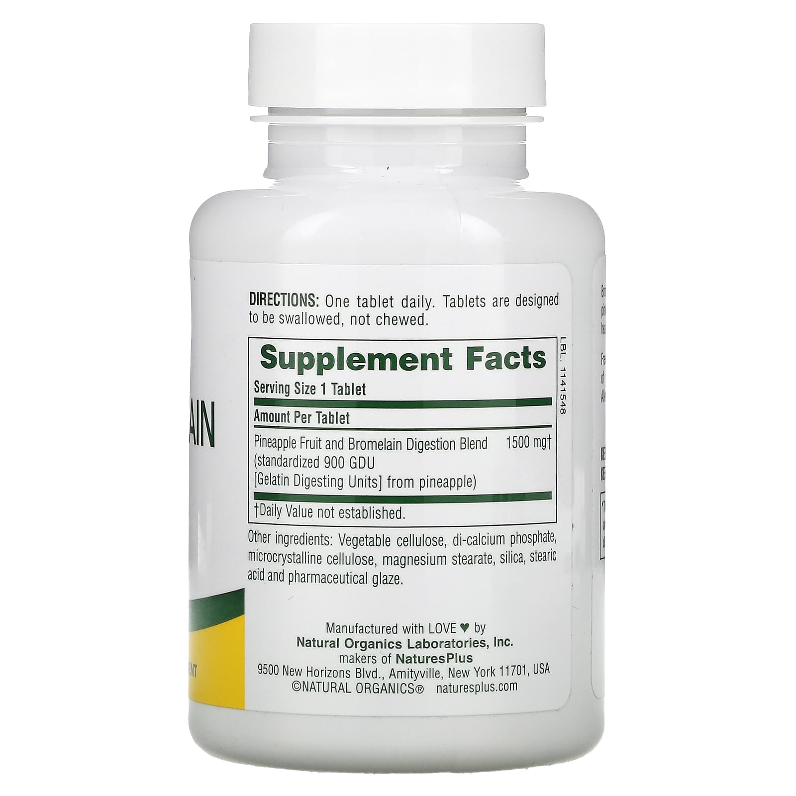 Nature's Plus, Ultra Bromelain, 1500 mg, 60 Tablets UPC 097467044067 | Hilife Vitamins