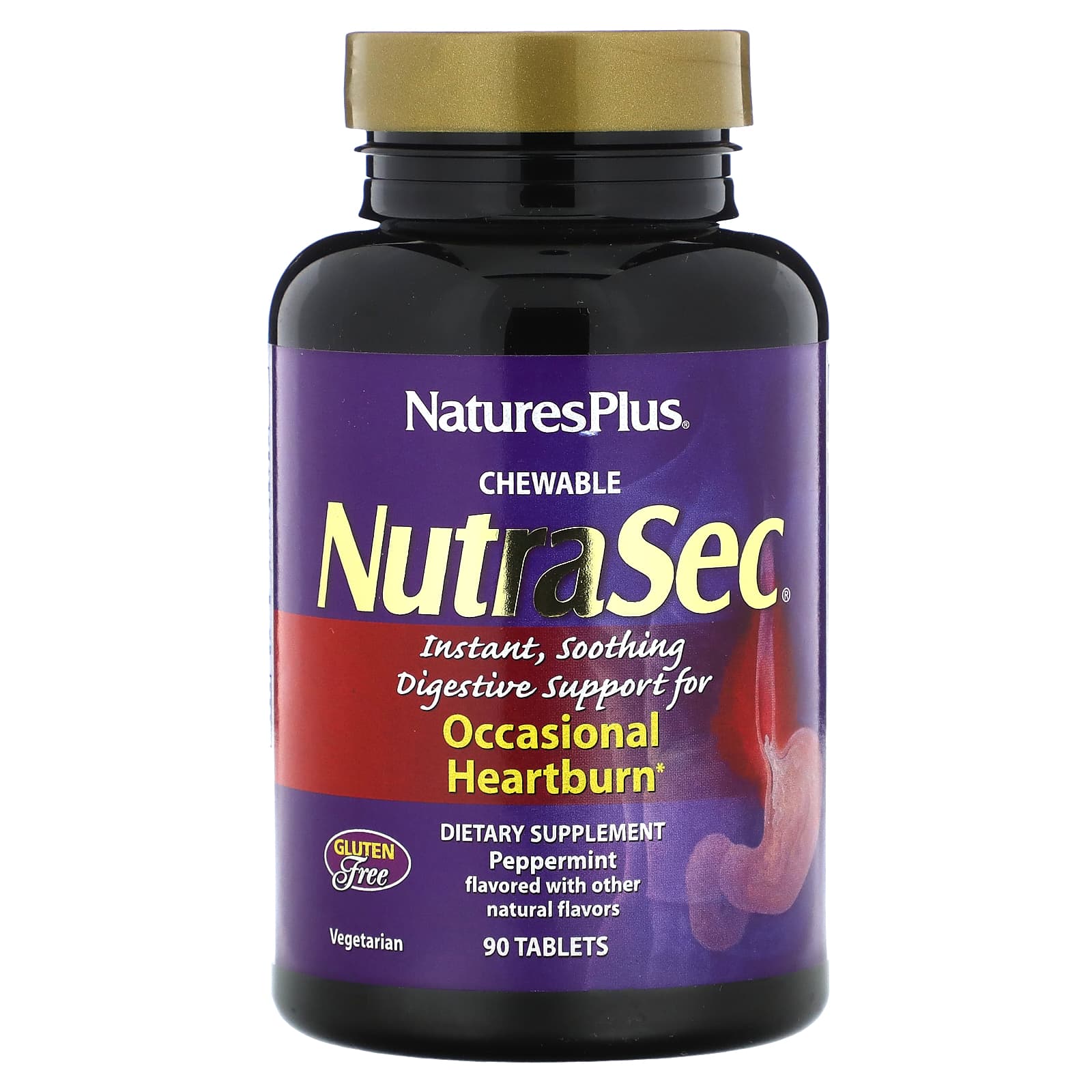 Nature’s Plus, Nutrasec Digestive Aid, 90 Chewables - 097467044296 | Hilife Vitamins