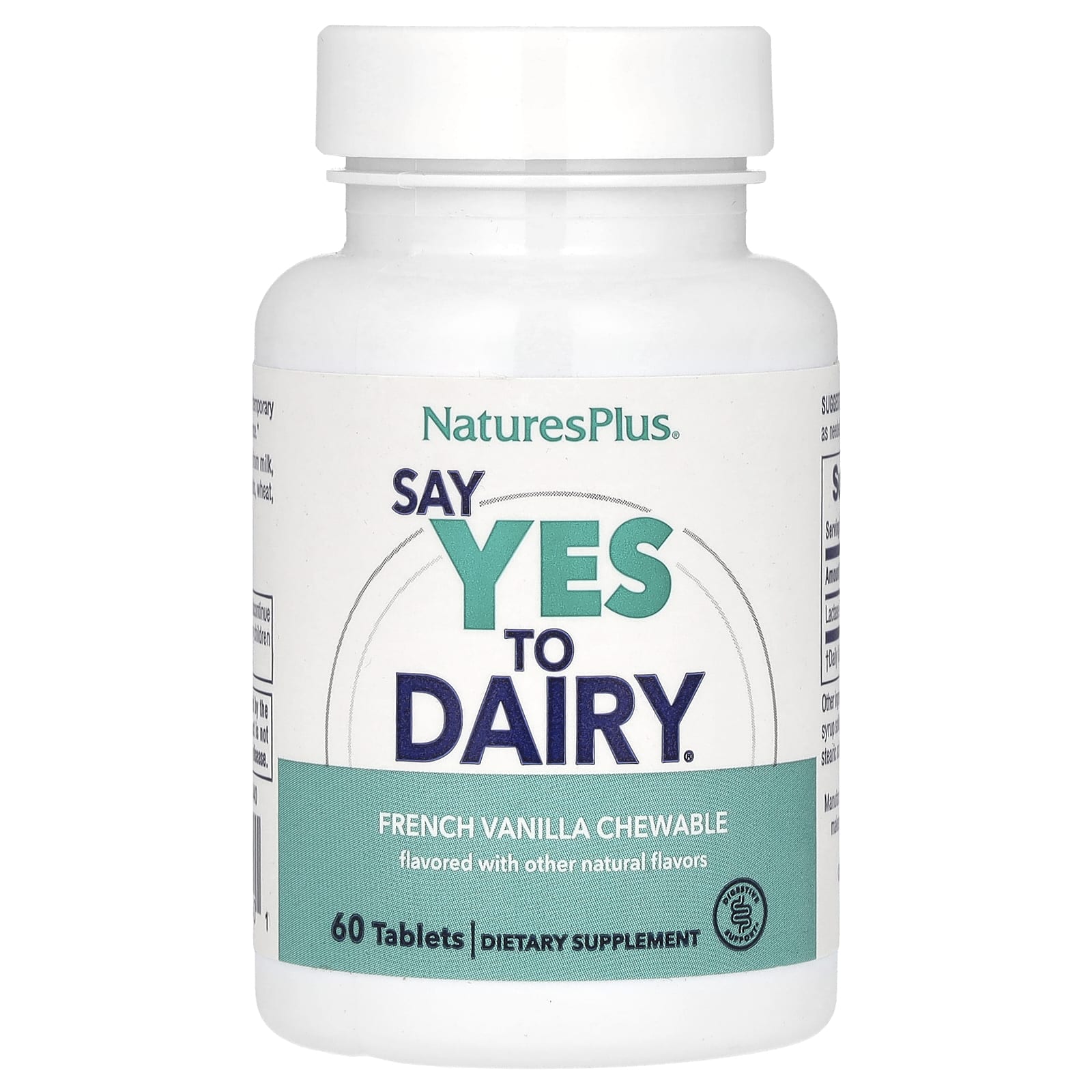 Nature's Plus, Chewable, Say Yes to Dairy, Lactase Enzyme Digestive Aid, French Vanilla Flavor, 50 Chewables UPC 097467044401