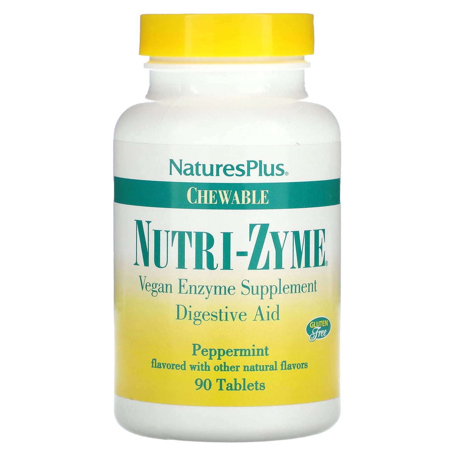 Nature's Plus, Chewable, Nutri-Zyme, Vegan Digestive Aid, Peppermint Flavor, 90 Tablets UPC 097467044555 | Hilife Vitamins