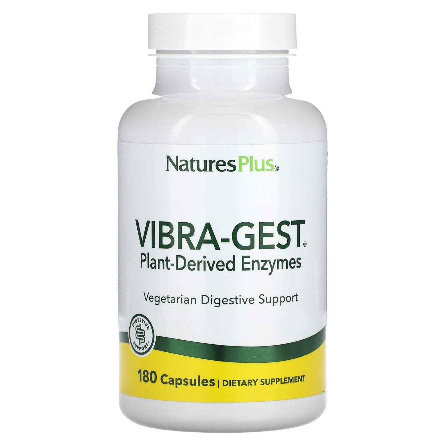 Nature’s Plus, Vibra-Gest Plant Enzymes, 180 Vegetarian Capsules - 097467044586 | Hilife Vitamins