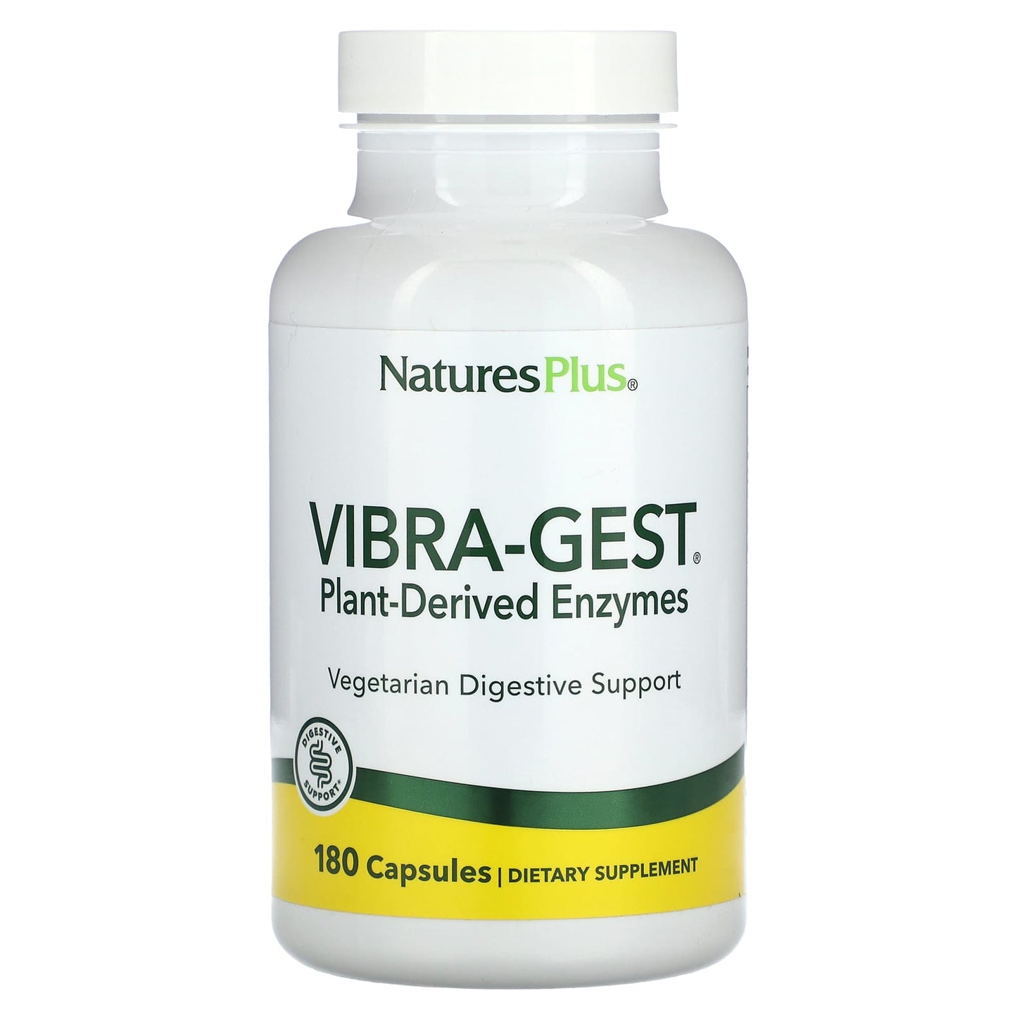 Nature's Plus, Vibra-Gest Plant Enzymes, 180 Vegetarian Capsules UPC 097467044586 | Hilife Vitamins