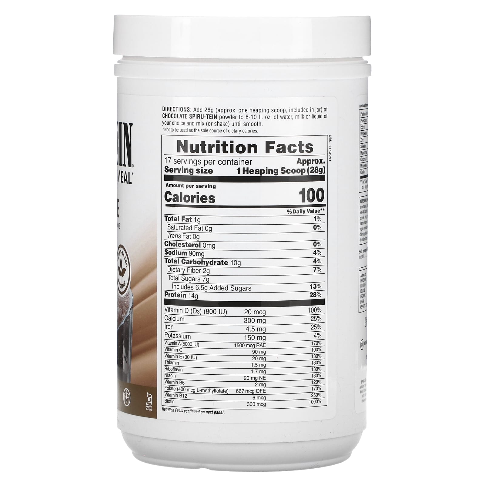 Nature's Plus, Spiru-Tein, Protein Powder Meal, Chocolate, 1.05 Lbs (476g) Powder Mix UPC 097467045705 | Hilife Vitamins
