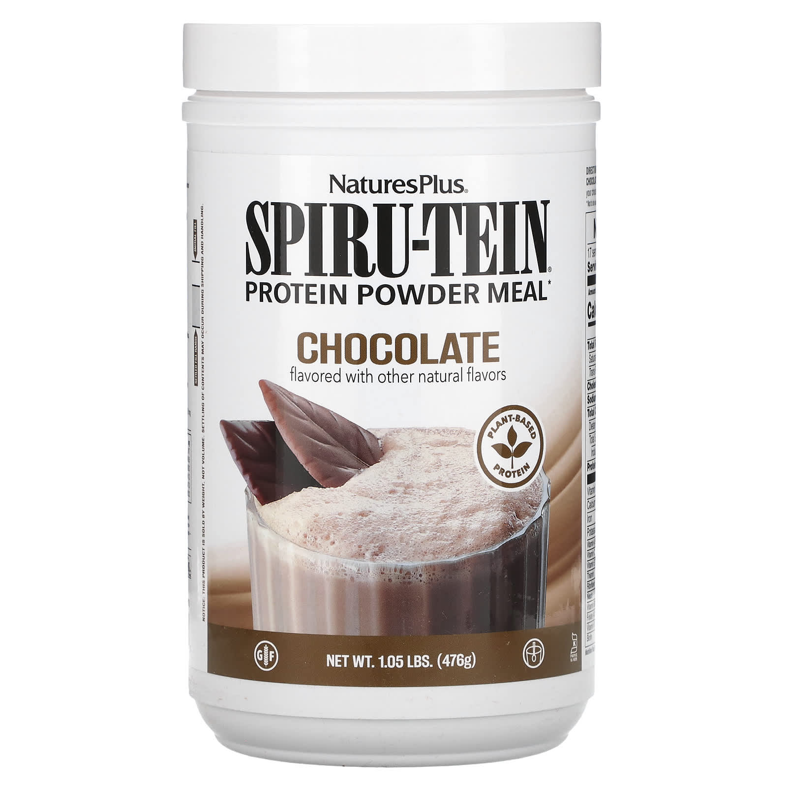 Nature's Plus, Spiru-Tein, Protein Powder Meal, Chocolate, 1.05 Lbs (476g) Powder Mix UPC 097467045705 | Hilife Vitamins