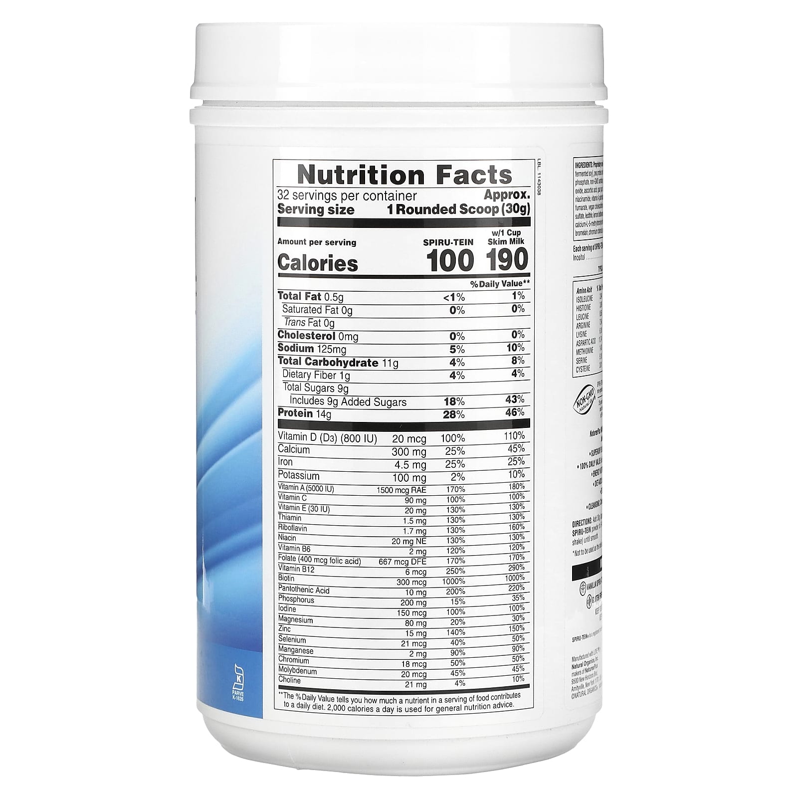 Nature's Plus, Spiru-Tein, Protein Powder Meal, Vanilla, 2.12 Lbs (960g) Powder Mix UPC 097467045811 | Hilife Vitamins