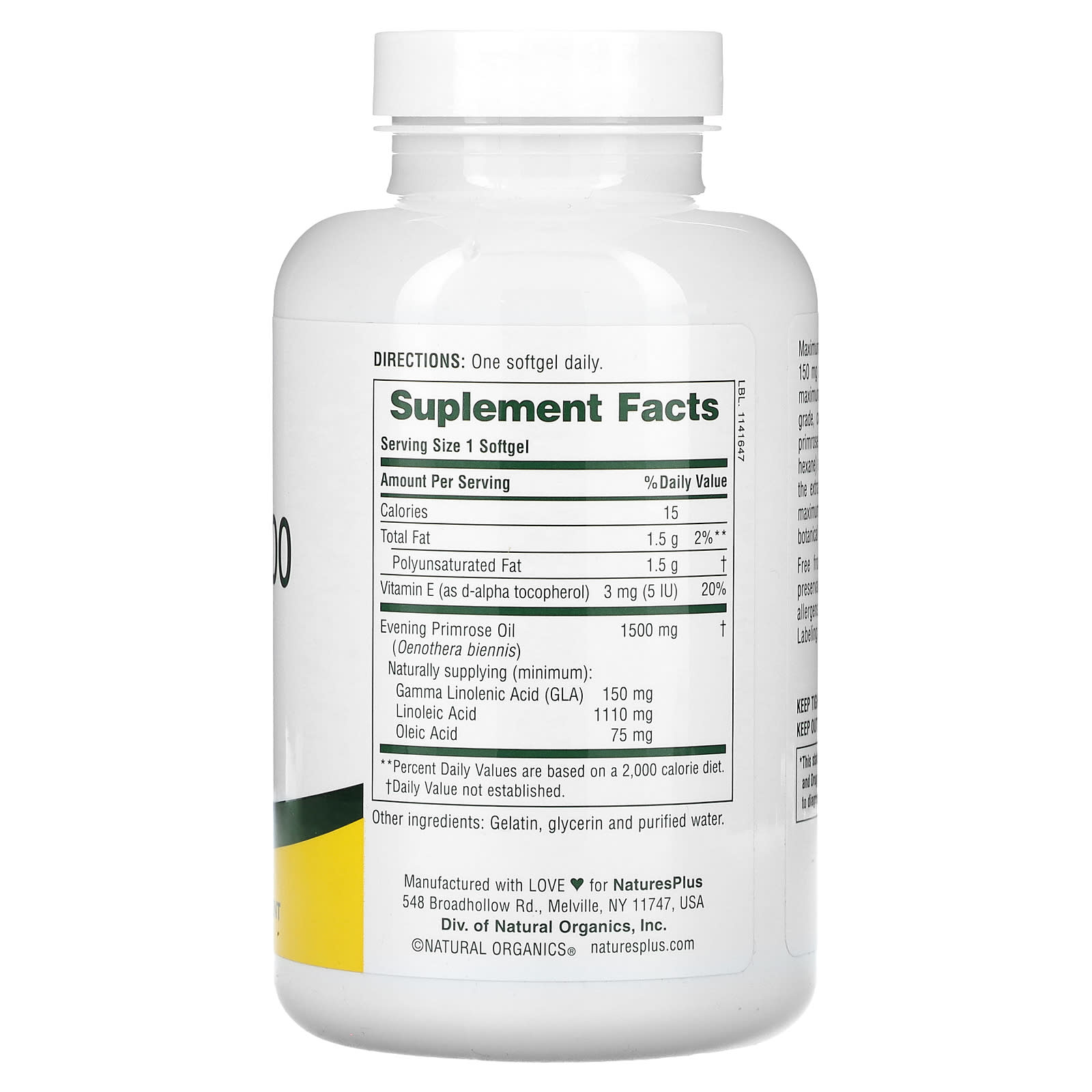 Nature's Plus, Ultra E.p.o. 1,500 mg, 90 Softgels UPC 097467046795 | Hilife Vitamins