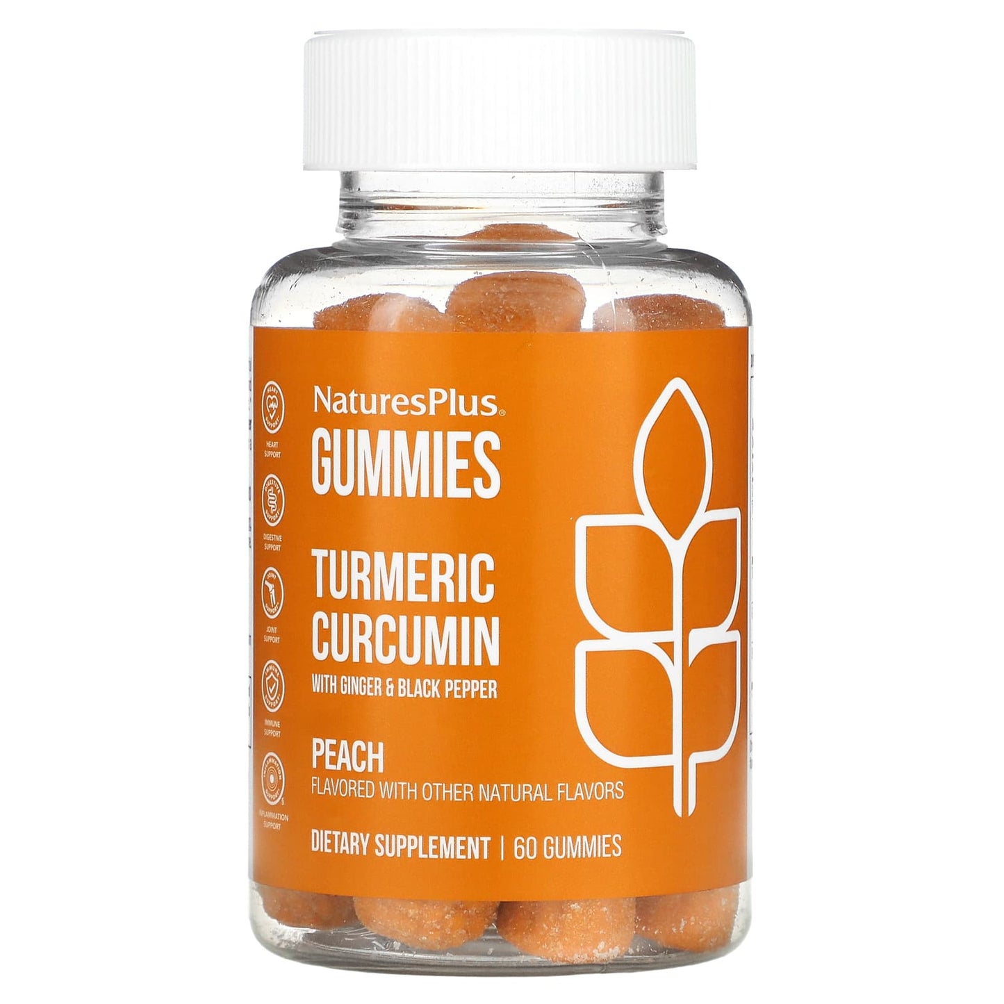 Nature’s Plus, Turmeric Curcumin With Ginger & Black Pepper, Peach, 60 Gummies UPC 097467046948 | HiLife Vitamins