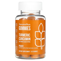 Nature’s Plus, Turmeric Curcumin With Ginger & Black Pepper, Peach, 60 Gummies UPC 097467046948 | HiLife Vitamins