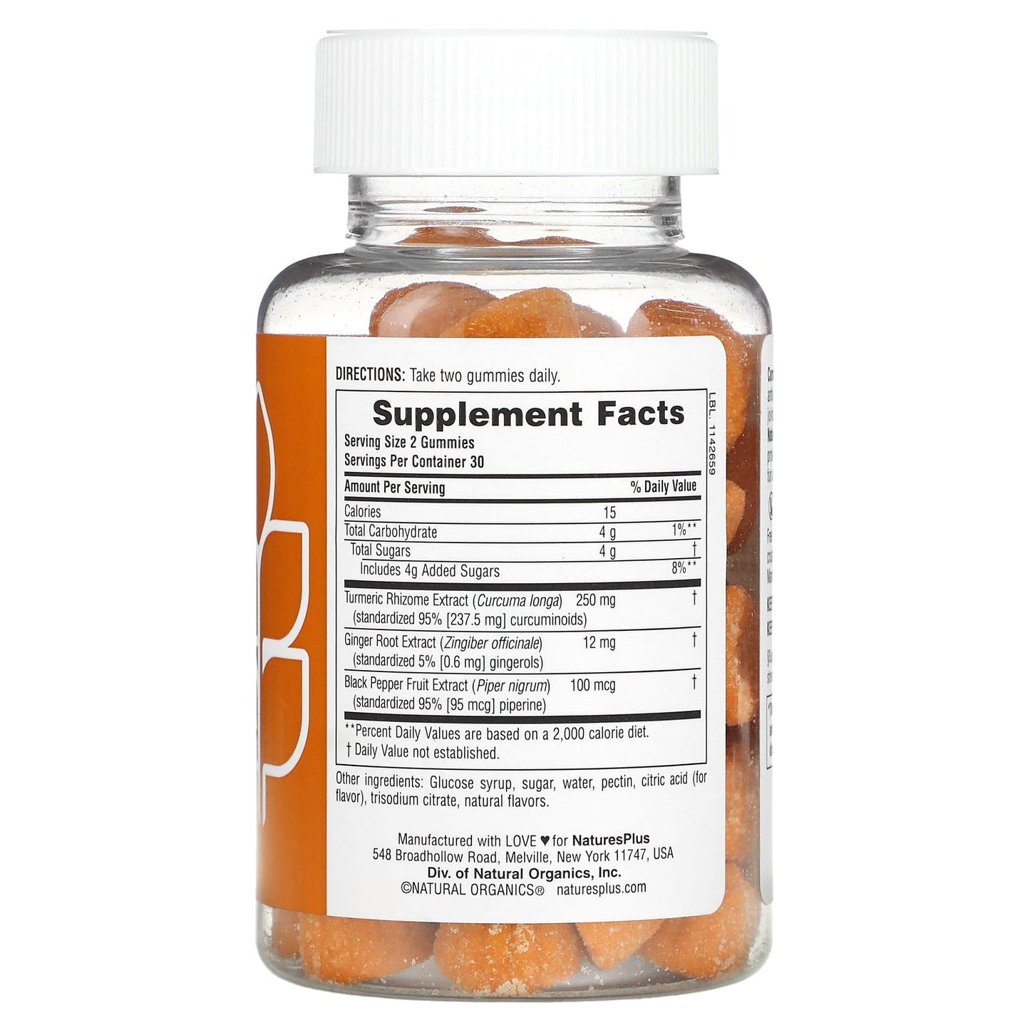 Nature’s Plus, Turmeric Curcumin With Ginger & Black Pepper, Peach, 60 Gummies UPC 097467046948 | HiLife Vitamins