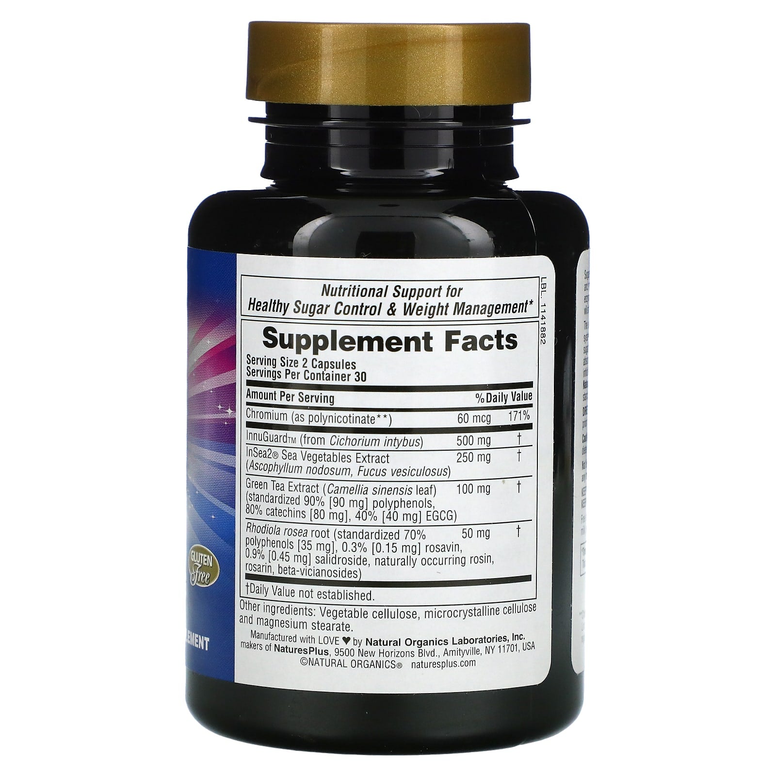 Nature's Plus, Sugar Armor, Sugar Control Support, 60 Vegetarian Capsules UPC 097467047136 | Hilife Vitamins
