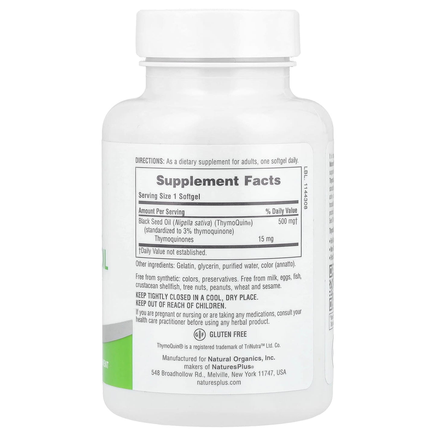 Nature’s Plus, Pro ThymoQuin®, Black Seed Oil 500, 60 Softgels UPC 097467049642 | HiLife Vitamins