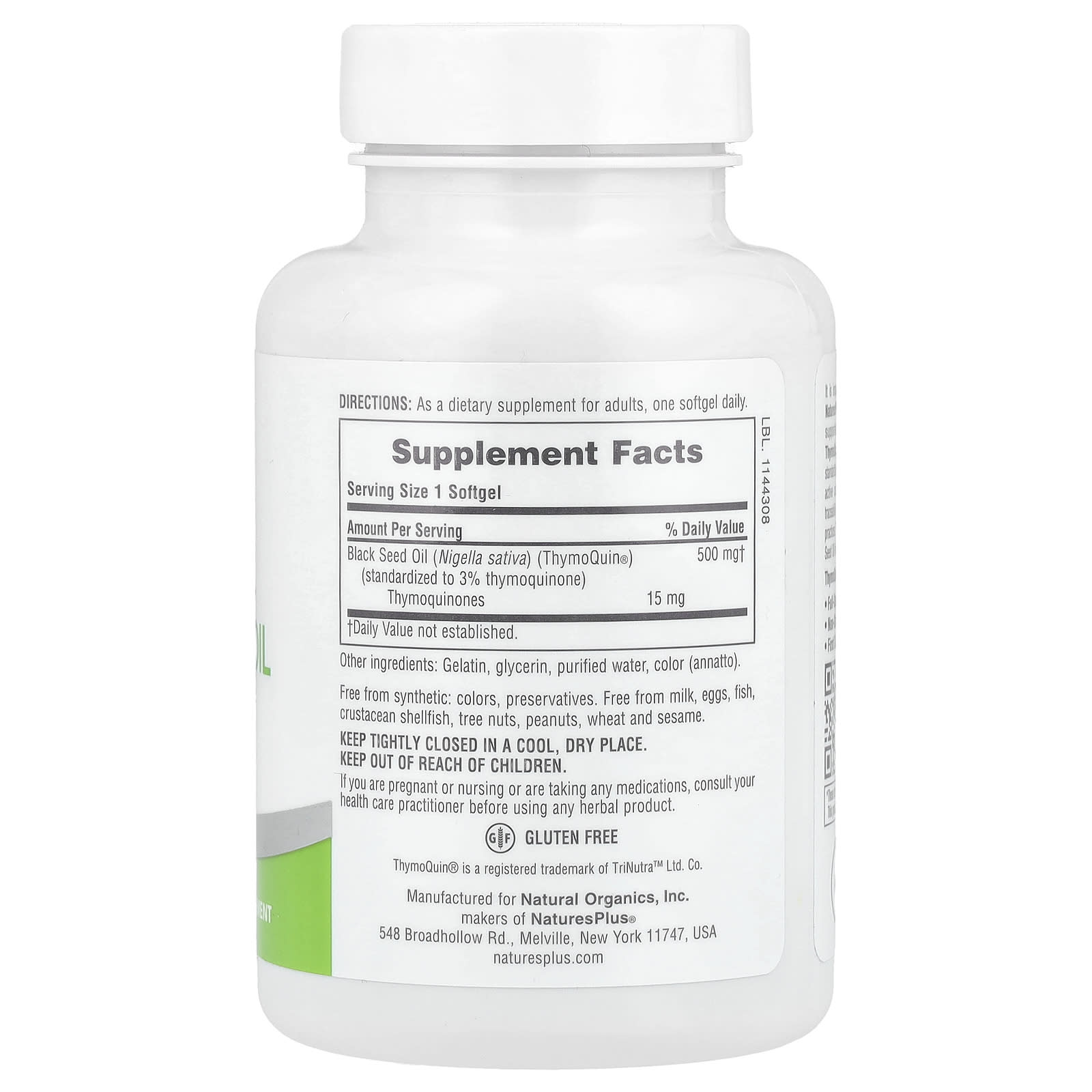 Nature’s Plus, Pro ThymoQuin®, Black Seed Oil 500, 60 Softgels UPC 097467049642 | HiLife Vitamins